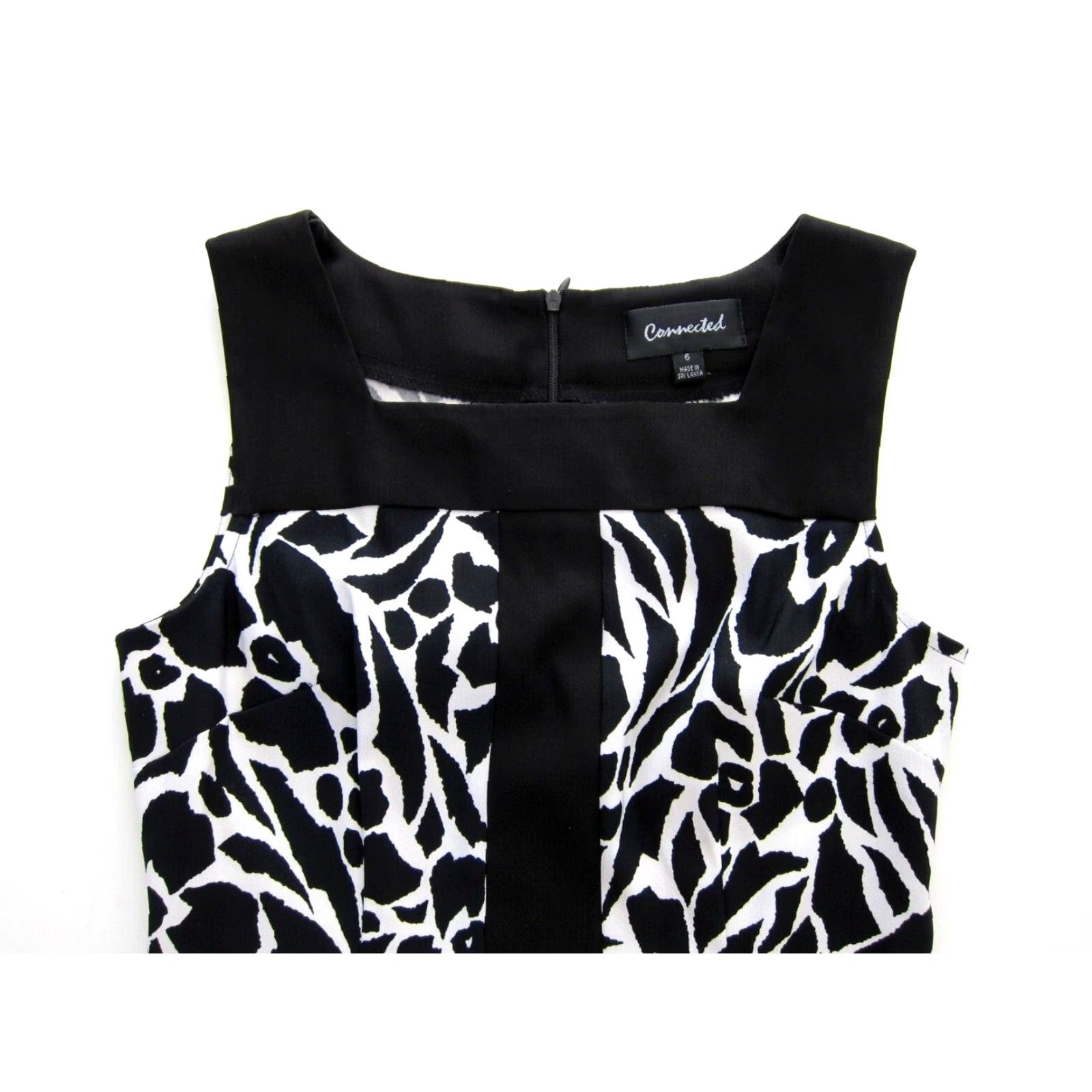 Vintage Connected Black White Floral Stretch Sleeveless Sheath Tunic Tank Dress 6 Size M / US 6-8 / IT 42-44 - 5 Thumbnail
