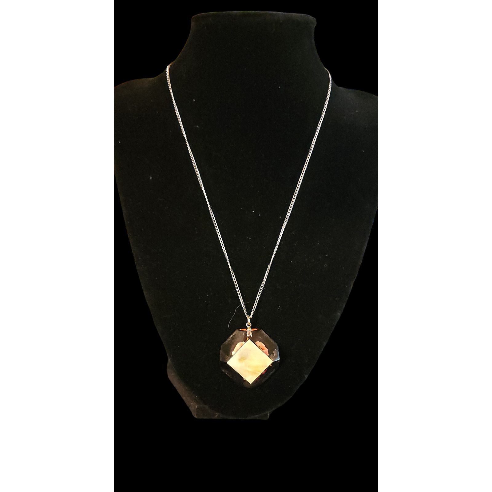 Unknown London Vintage Clear Plastic Lucite Rose Charmeus Pendant Necklace Size ONE SIZE - 2 Thumbnail