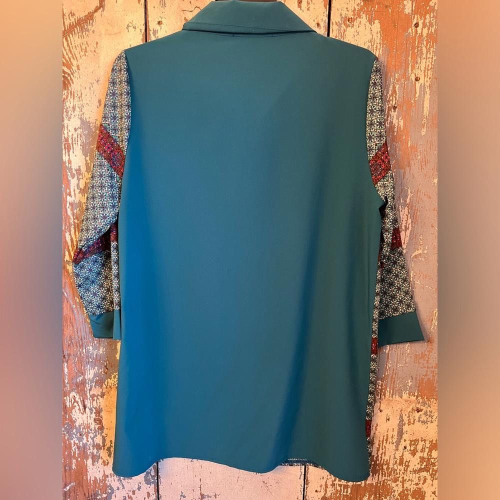 Designer NWOT Karlie womens blouse size Large Turquoise blue Size L / US 10 / IT 46 - 3 Thumbnail