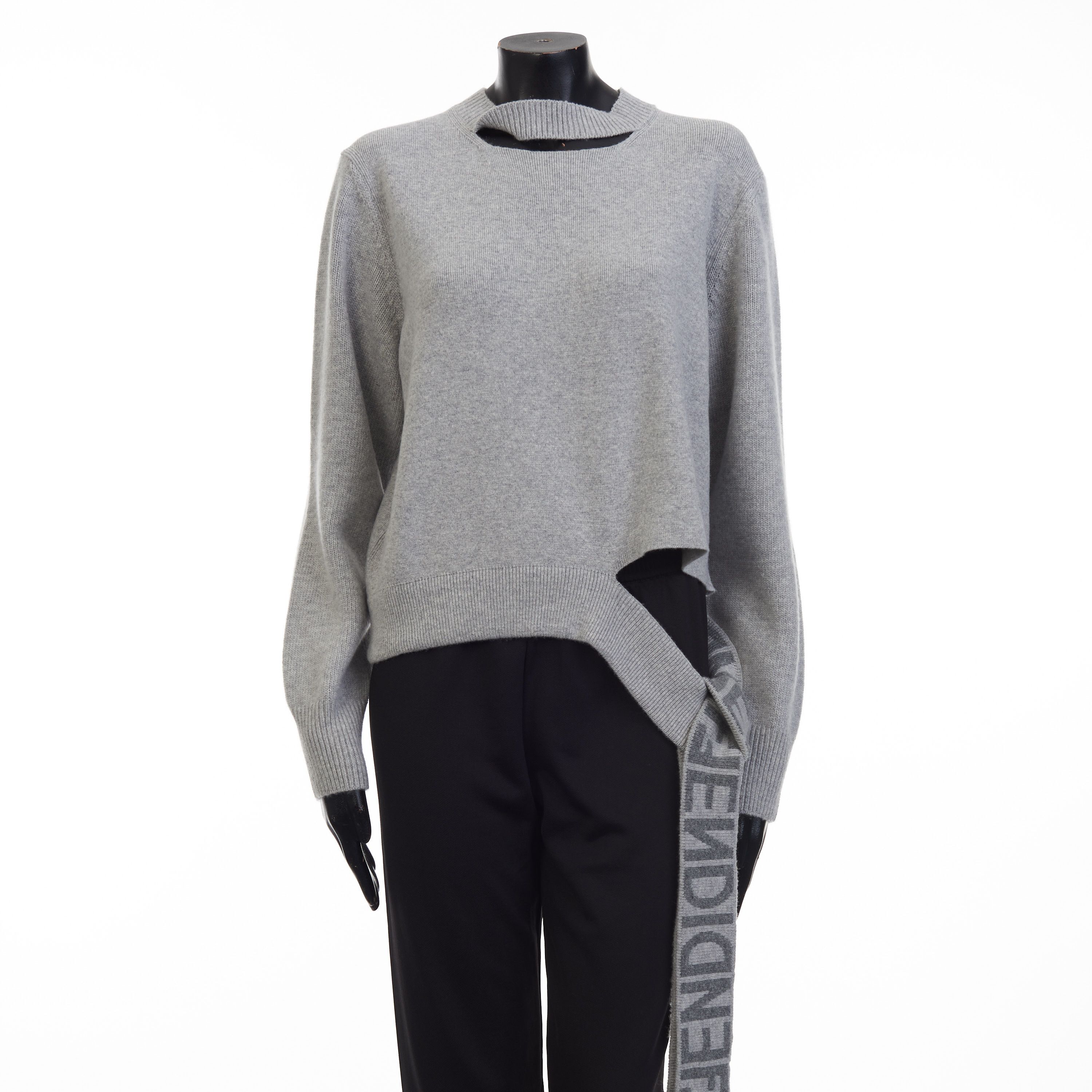 Fendi Grey Cashmere & Wool Sweater - Fendi Mirror Logo Motif Size M / US 6-8 / IT 42-44 - 9 Thumbnail