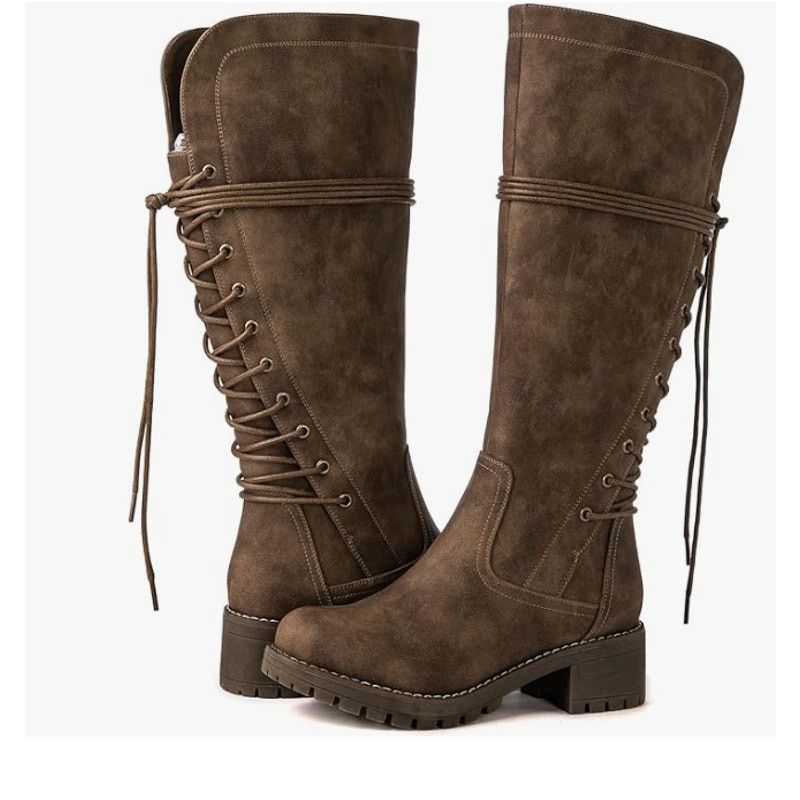 The Unbranded Brand Women's Lace Up Back Knee High Fashion Boots SIZE 6.5 Size US 7.5 / IT 37.5 - 1 Thumbnail