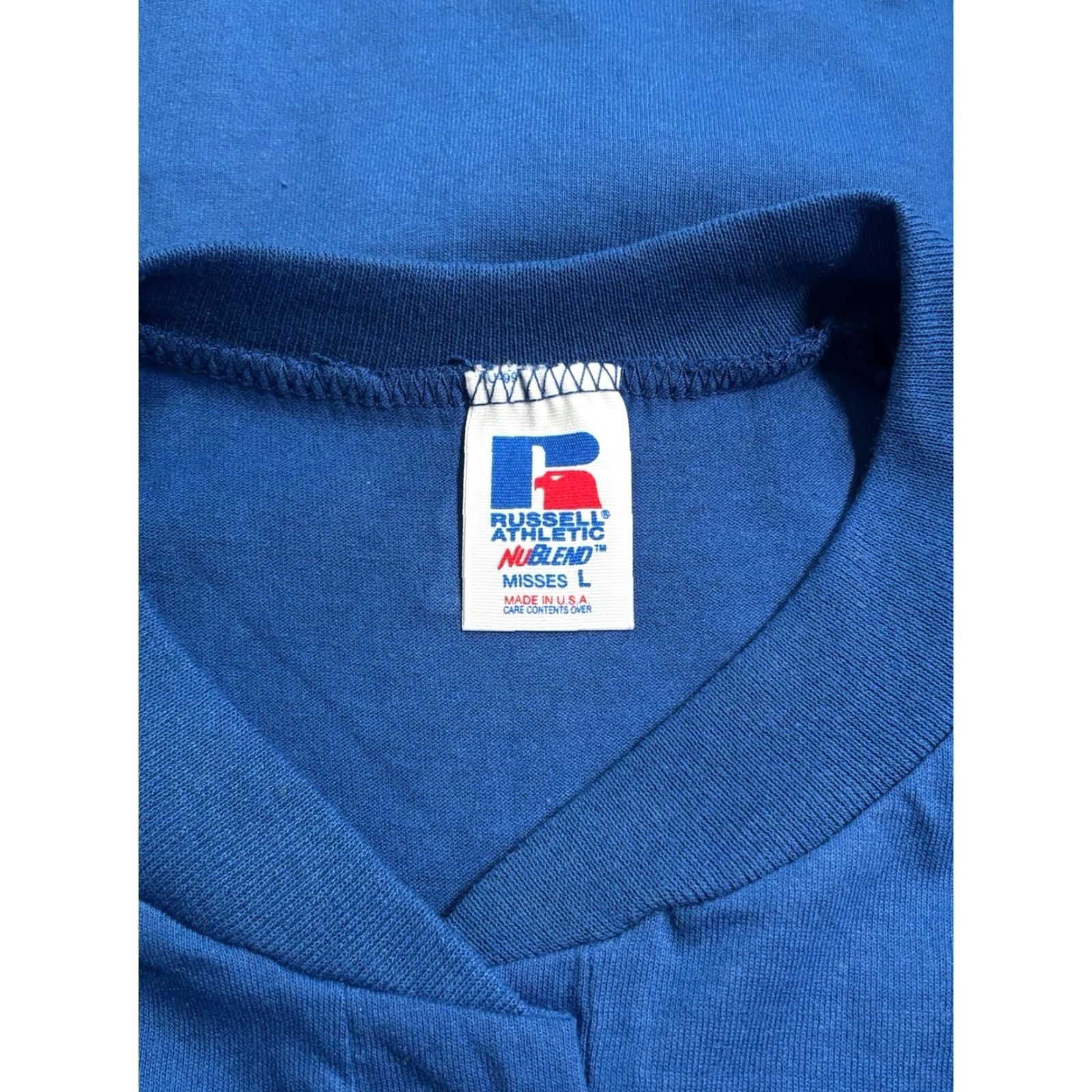 Russell Athletic VINTAGE Russell Athletic softball shirt Womens L Blue 90s deadstock NWOT Henley 2 buttons 50/50 USA Size L / US 10 / IT 46 - 4 Thumbnail