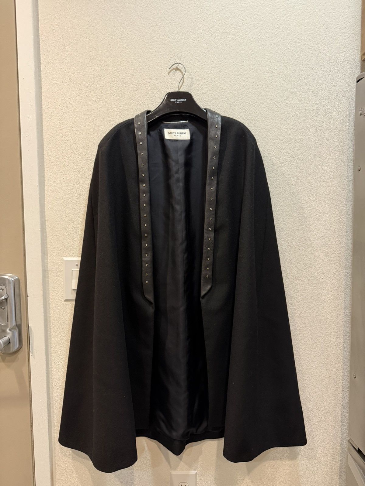 FW13 Studded Leather Trim Wool Cape 46