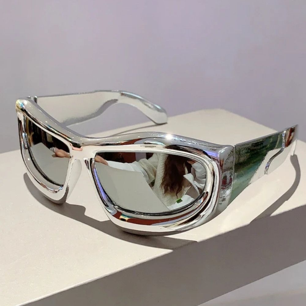 Electric Visual × Japanese Brand Y2K Metallic Inflated Frame Unisex Shades Size ONE SIZE - 1 Thumbnail