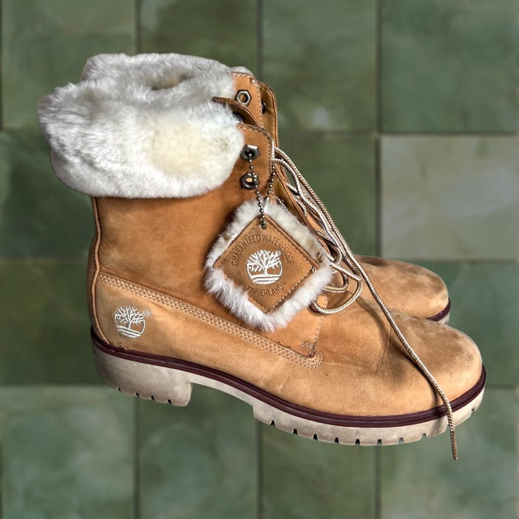 Timberland TIMBERLAND Waterproof Wheat Leather Faux Fur Trim Lace Up Boots Womens 7.5M Size US 9 / IT 39 - 1 Thumbnail
