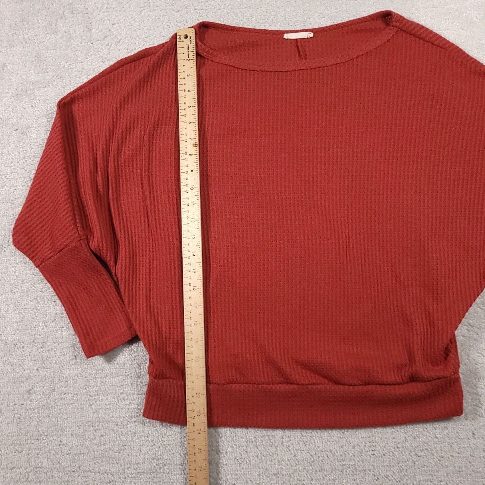Rusty REB & J 220 Shirt Women's Medium Rust Orange Thermal Waffle Knit Shirt Size M / US 6-8 / IT 42-44 - 7 Thumbnail