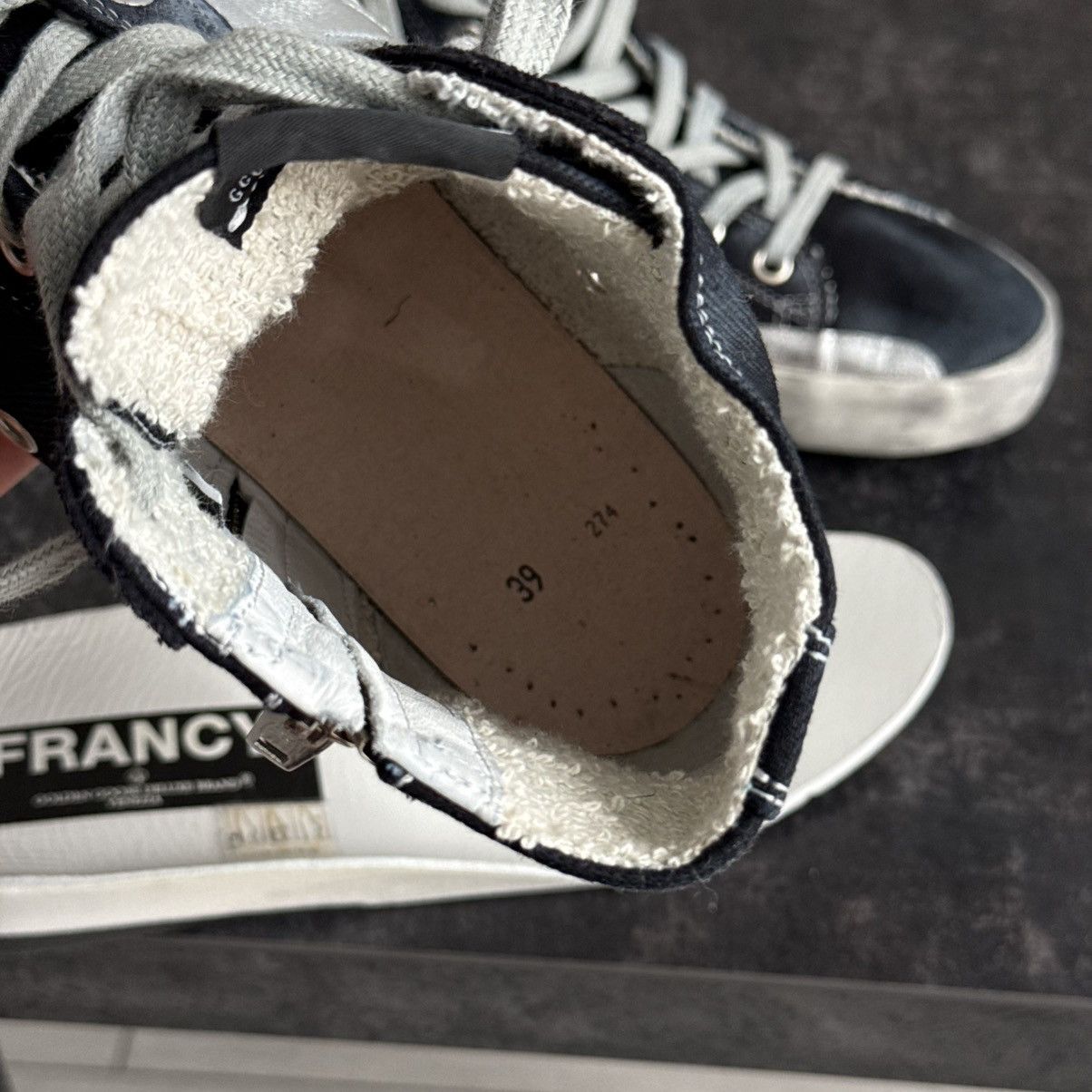 Golden Goose Golden Goose Francy Distressed Navy Denim High-Top Sneakers Size US 9 / IT 39 - 16 Thumbnail