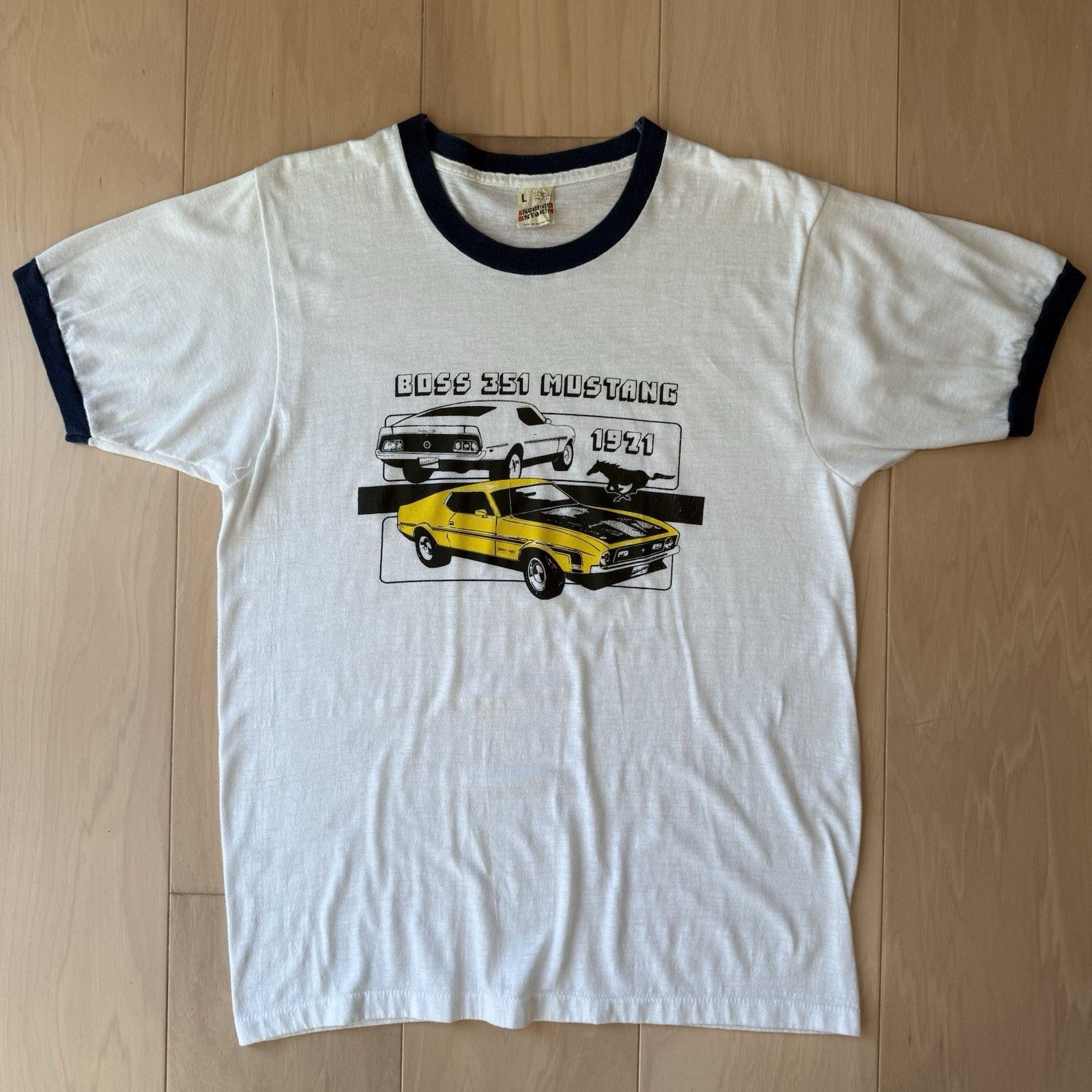 Vintage Vintage Boss 351 Mustang Shirt 80s Ford Ringer Screen Stars Size US L / EU 52-54 / 3 - 2 Thumbnail