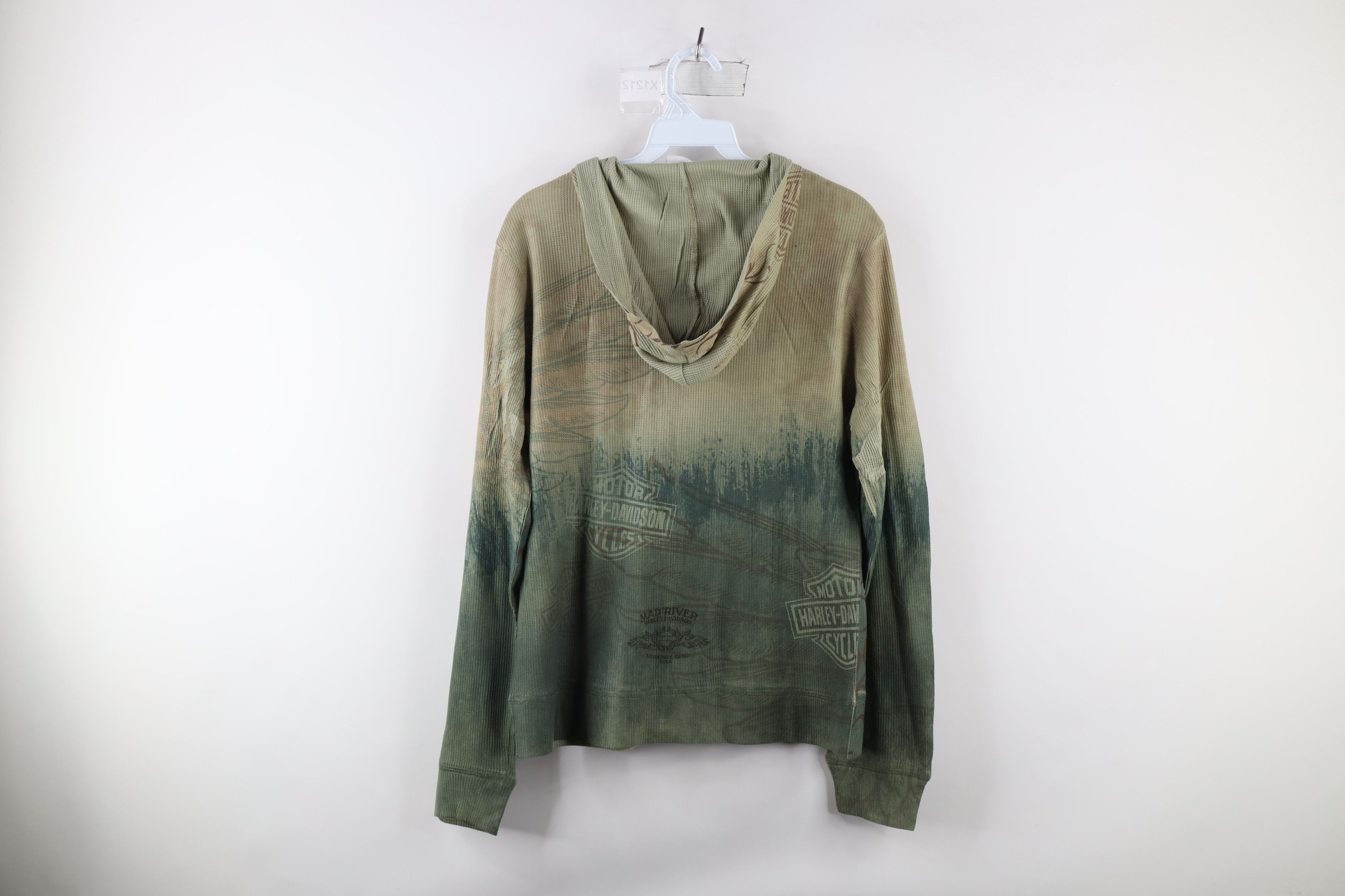 Vintage Y2K Harley Davidson Waffle Knit Full Zip Hoodie