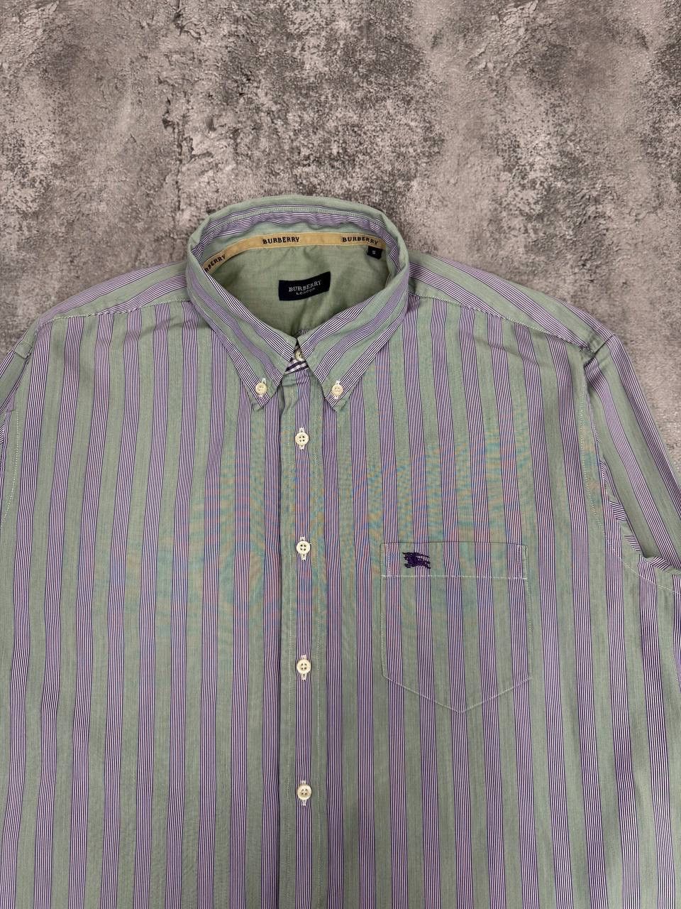 Burberry Burberry London Striped Shirt Green Purple Size S Size US S / EU 44-46 / 1 - 3 Thumbnail