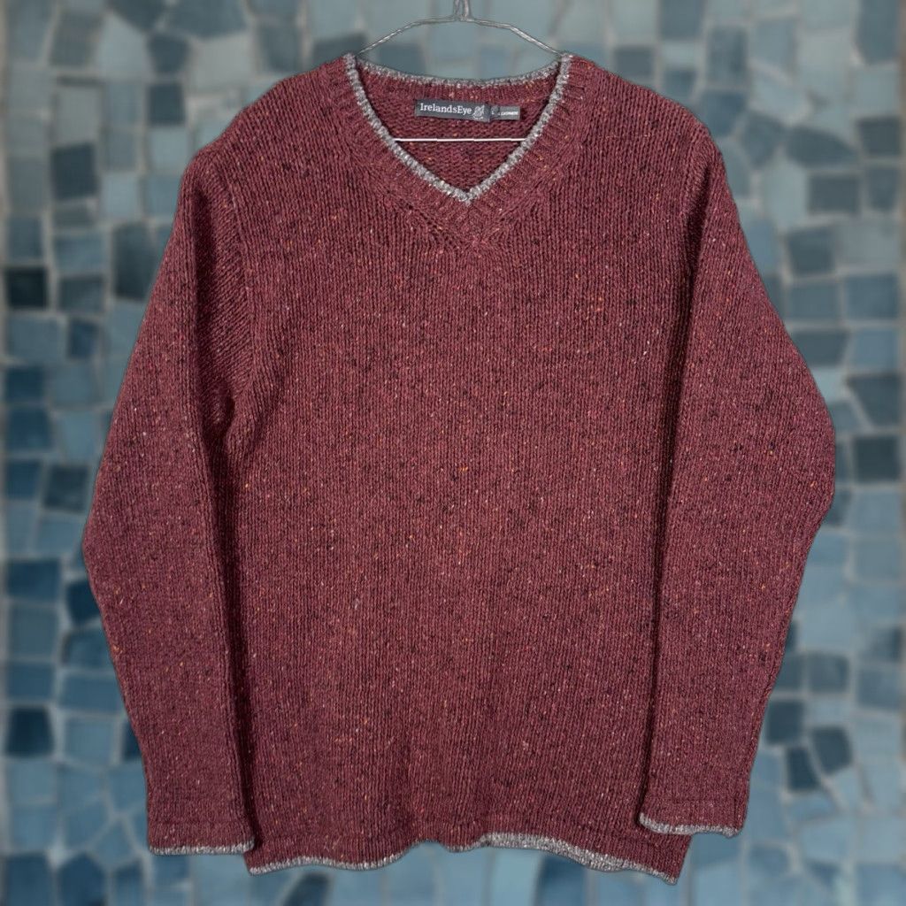 Vintage VINTAGE Ireland's Eye Sweater Mens L Fishermans Wool Cashmere Knit V Neck Speckle Dublin Shirt Mens L Red Wool Geometric Knit Pullover Size US L / EU 52-54 / 3 - 1 Thumbnail
