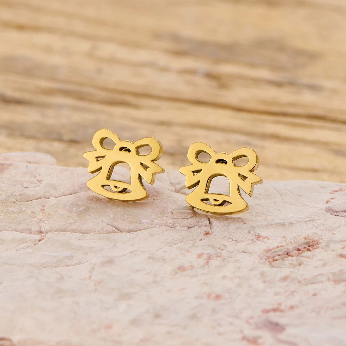 Jewelry Christmas Bow Bell Mini Stud Earrings Charm Earring Gift Size ONE SIZE - 1 Thumbnail