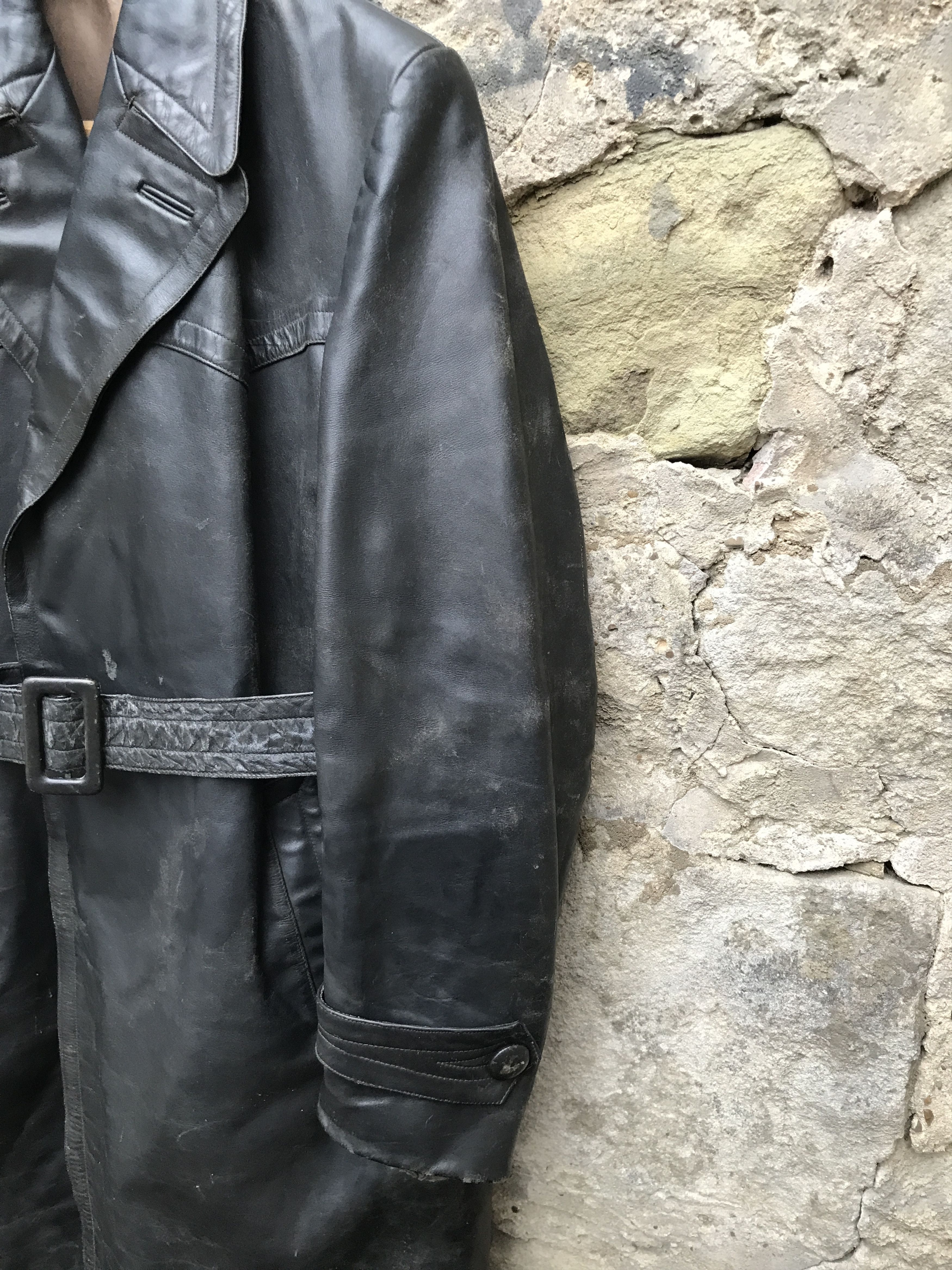 Vintage 40s German Motorcycle Horsehide Leather Jacket / Coat Size US L / EU 52-54 / 3 - 5 Thumbnail