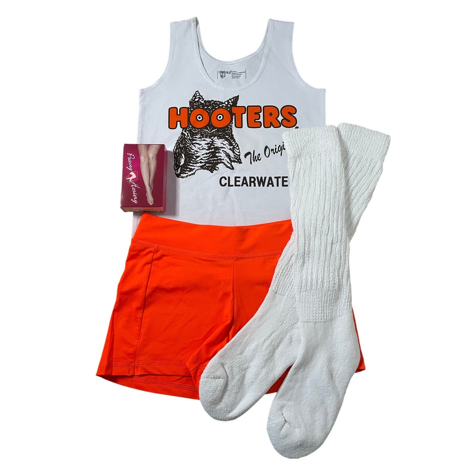Other New Hooters Uniform Tank Shorts Pouch Tag Socks hose Small Size S / US 4 / IT 40 - 1 Thumbnail