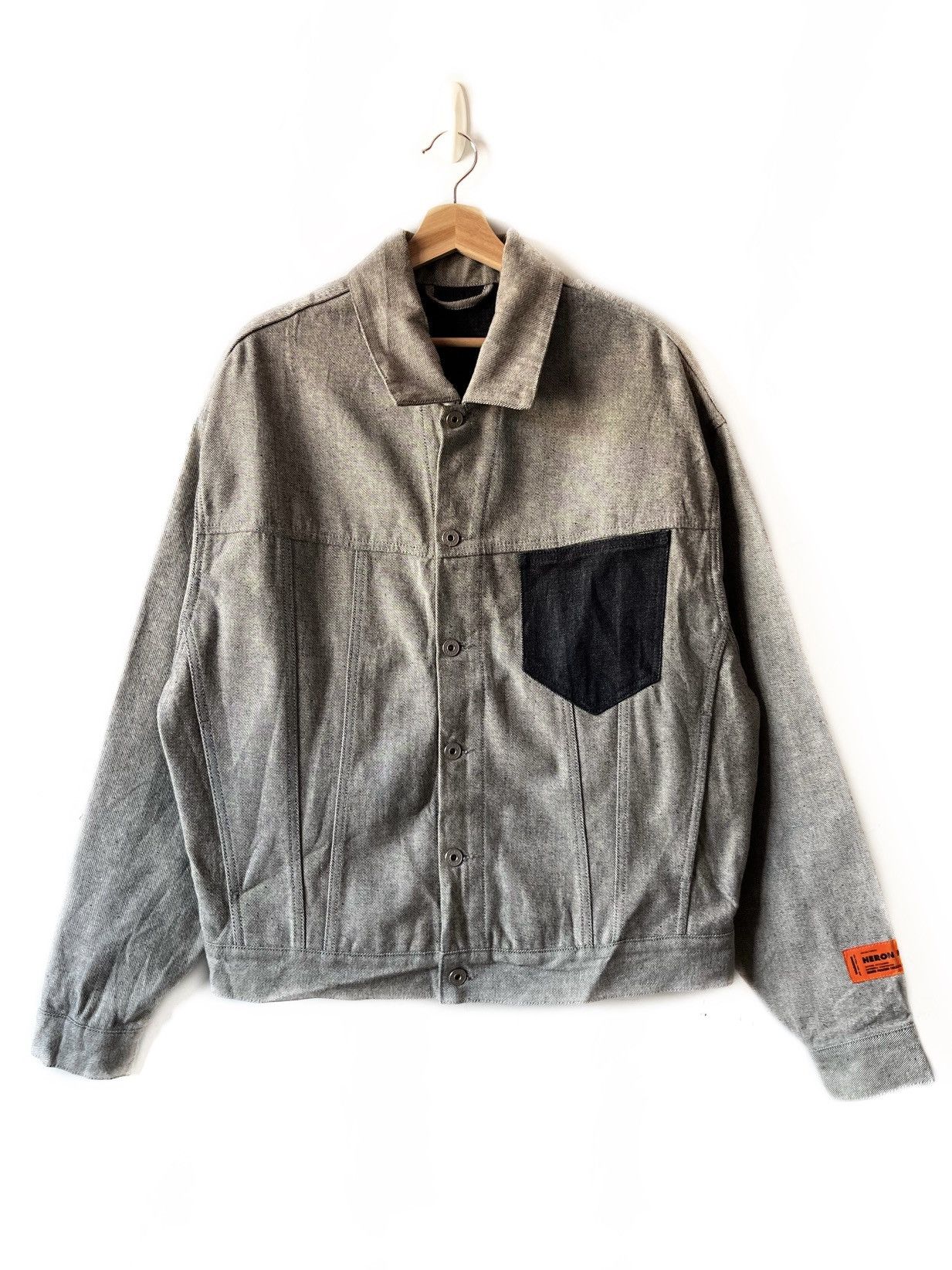 Designer × Heron Preston Heron Preston Raw Denim Trucker Jacket Size US L / EU 52-54 / 3 - 1 Thumbnail