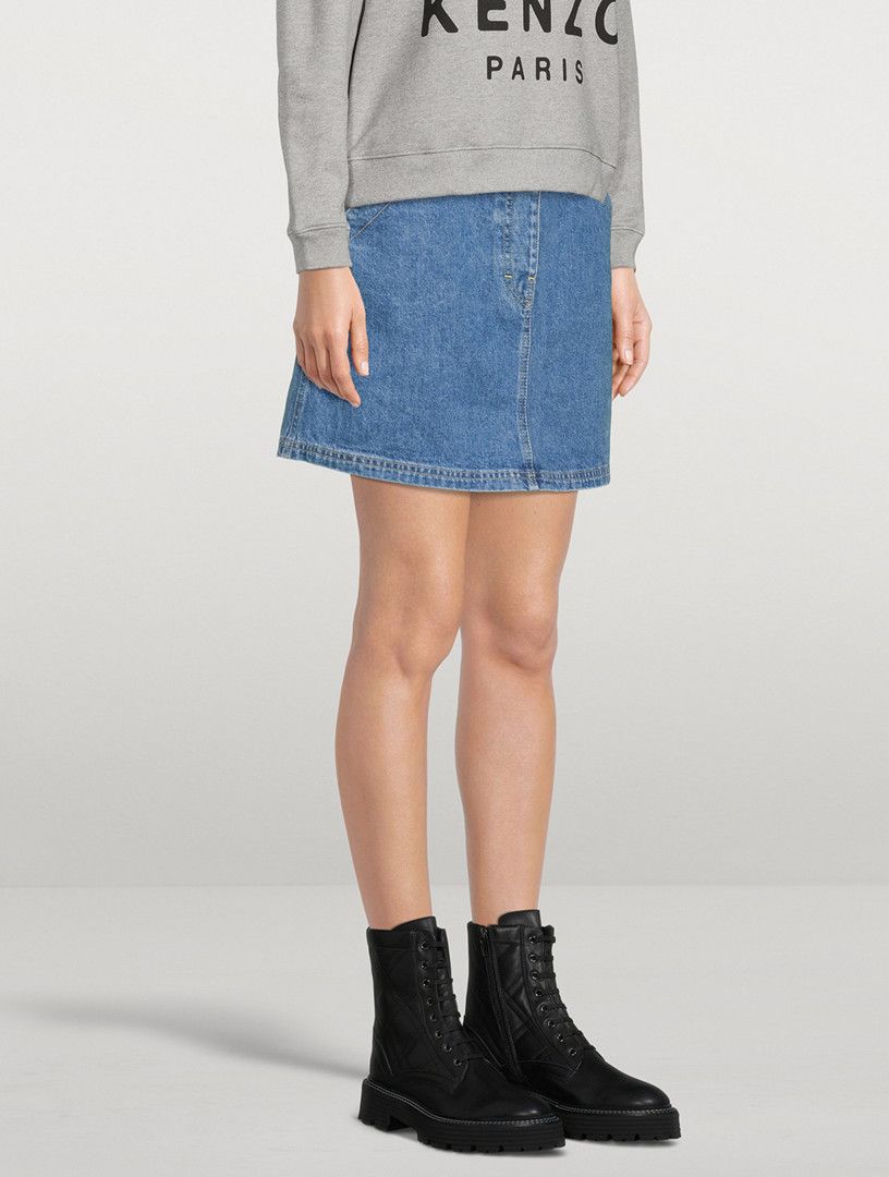 Kenzo o1y1025 Denim Mini Skirt in Blue Size 29" - 2 Thumbnail
