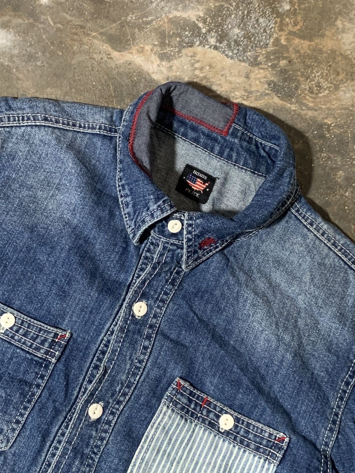 Kapital Bonds And Peace Sashiko Selvedge Denim Shirt Kapital Style Size US L / EU 52-54 / 3 - 3 Thumbnail