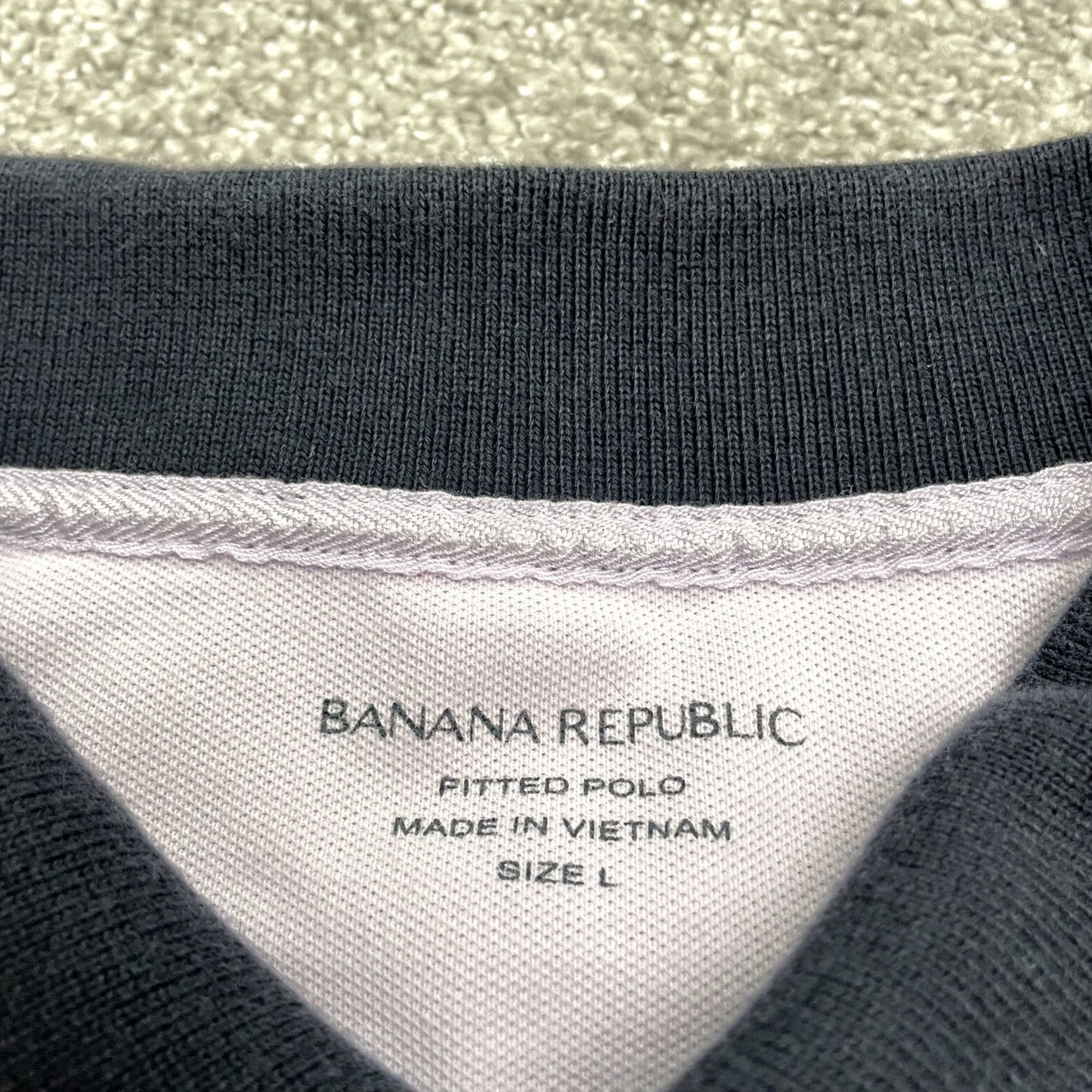 Banana Republic Banana Republic Polo Shirt Mens Large Navy Blue Striped Cotton Blend Short Sleeve Casual Top Size US L / EU 52-54 / 3 - 4 Thumbnail