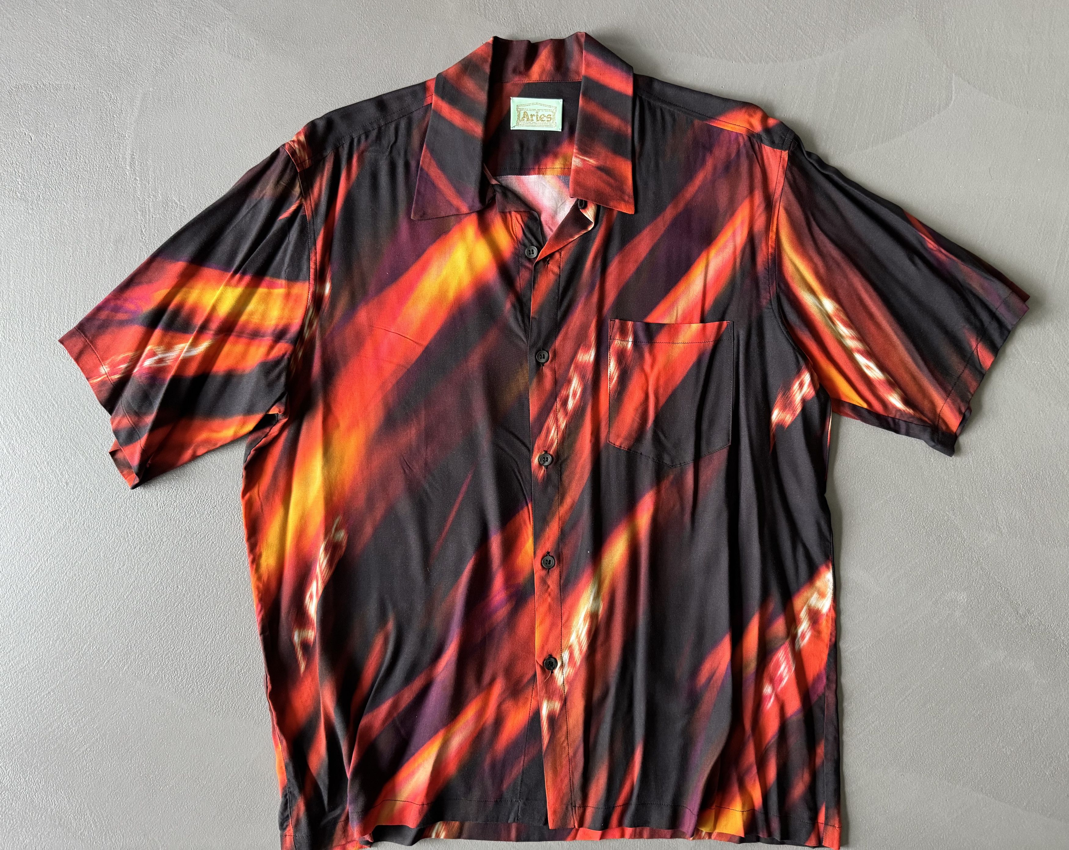 Aries Aries Arise Flame Print Camp Collar Shirt Size US L / EU 52-54 / 3 - 1 Thumbnail