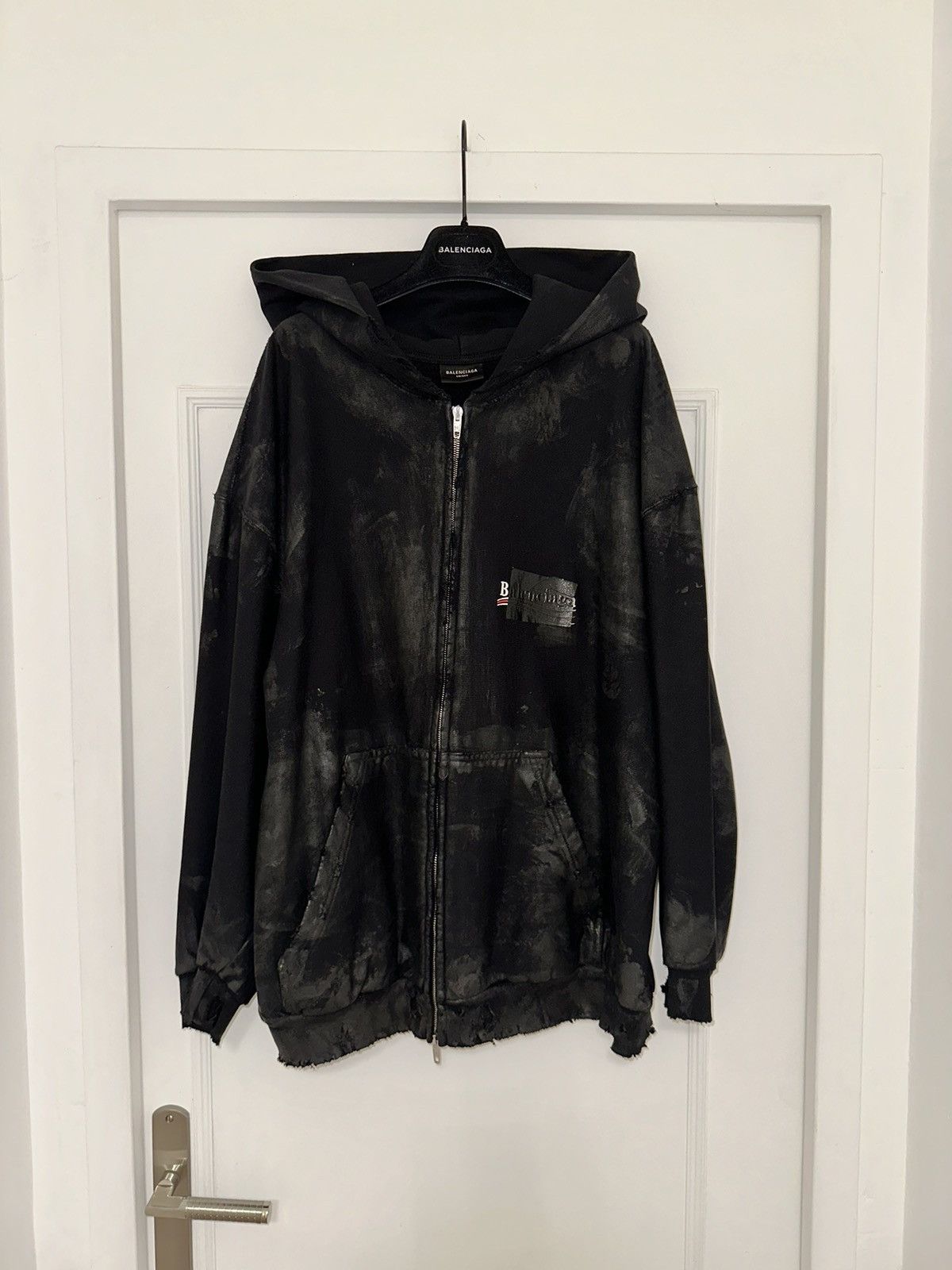 image of Balenciaga Gaffer Dirty Version Hoodie Black, Men's (Size XS)