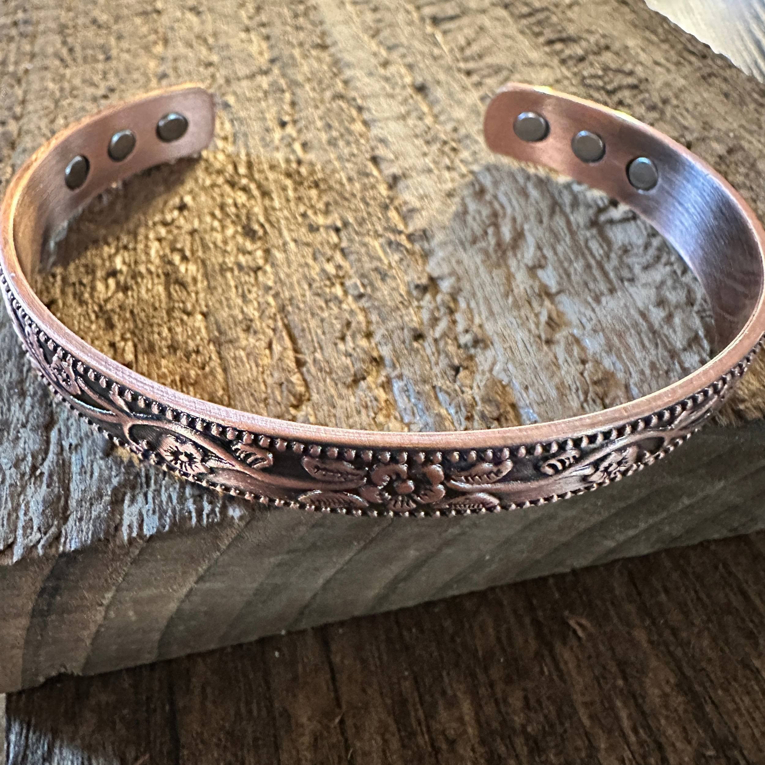 Other Boho Copper Floral Flexible Cuff Bangle Bracelet, Arthritis Size ONE SIZE - 3 Thumbnail