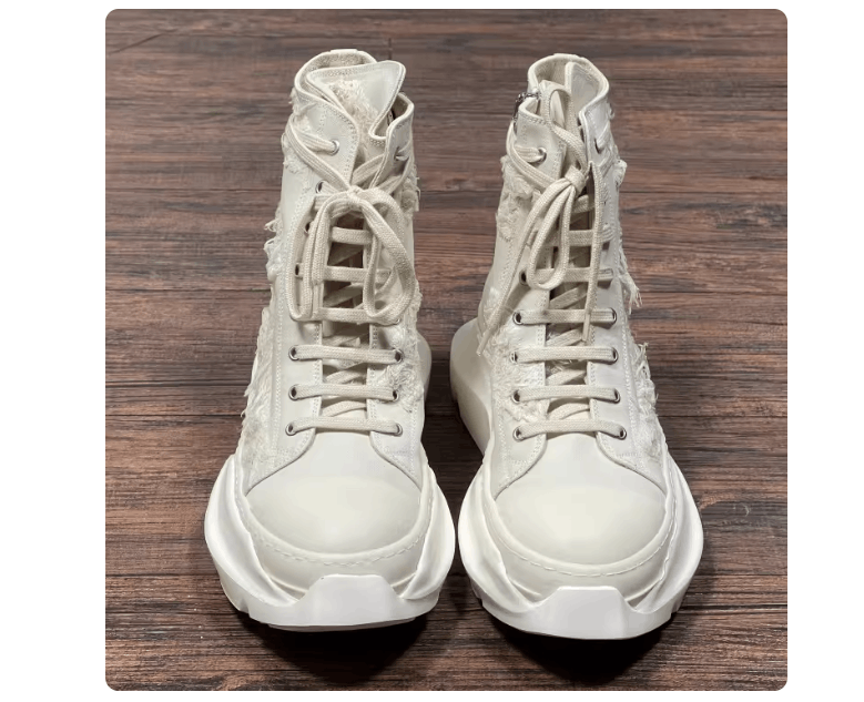 Rick Owens Drkshdw Rick Owens Men's Off-White Slashed Canvas High Tops Size US 8 / EU 41 - 1 Thumbnail