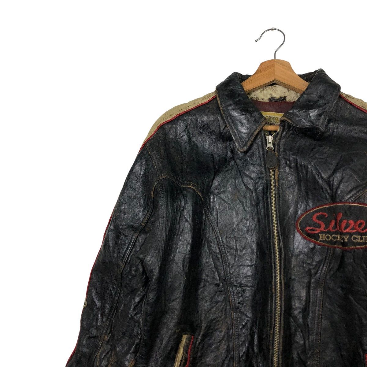 Avirex 🔥VINTAGE VARSITY LEATHER JACKET AVIREX USA SILVER HOCKEY Size US S / EU 44-46 / 1 - 5 Thumbnail