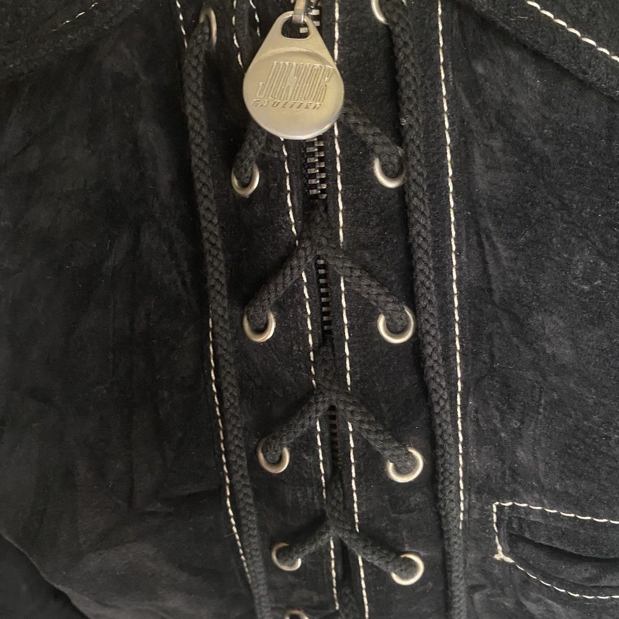 Jean Paul Gaultier Vintage Black Suede Junior Gaultier Corset Jacket Size M / US 6-8 / IT 42-44 - 6 Thumbnail