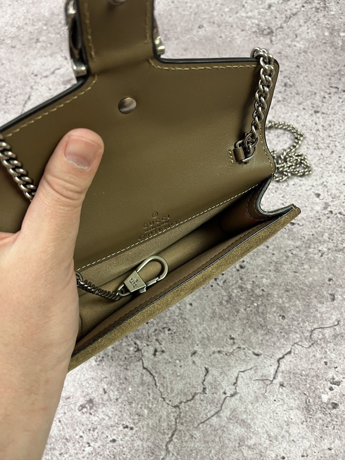 Gucci Gucci 🇮🇹 Dionysus Super Mini GG Supreme ChainBag Beige Suede Size ONE SIZE - 16 Thumbnail