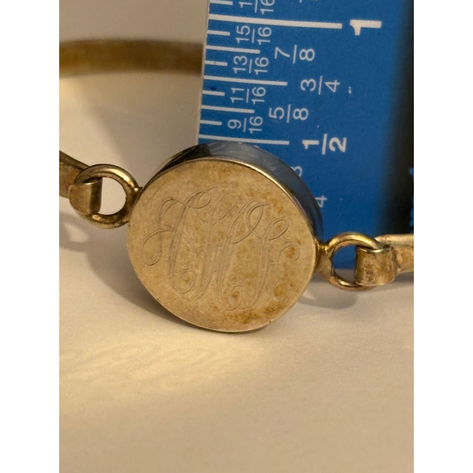Other Vintage Sterling Silver 925 Bangle Bracelet Monogram 7 Inch Size ONE SIZE - 6 Thumbnail