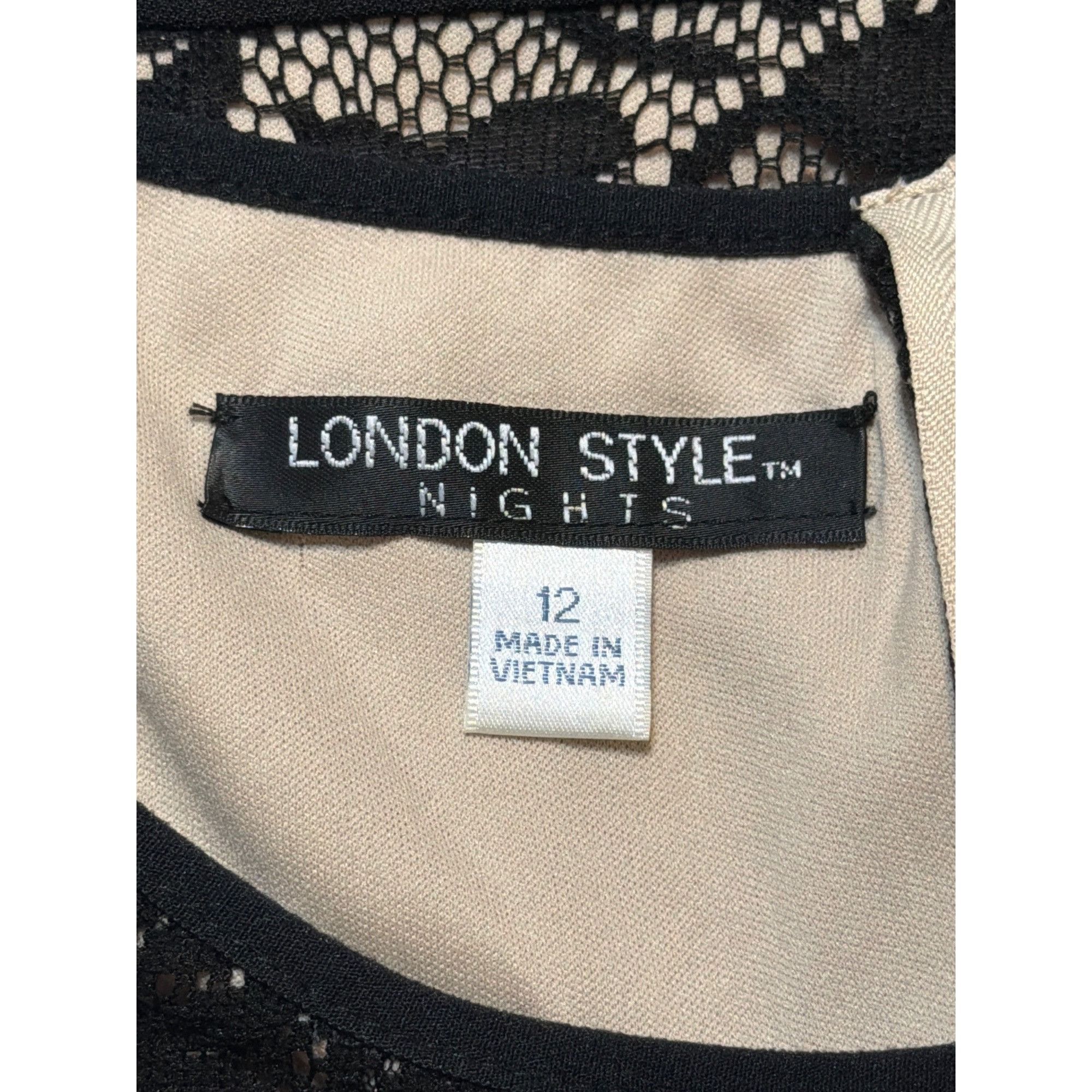 Other London Style Nights Black Lace Sleeveless Dress Nude Lining Size XL / US 12-14 / IT 48-50 - 5 Thumbnail