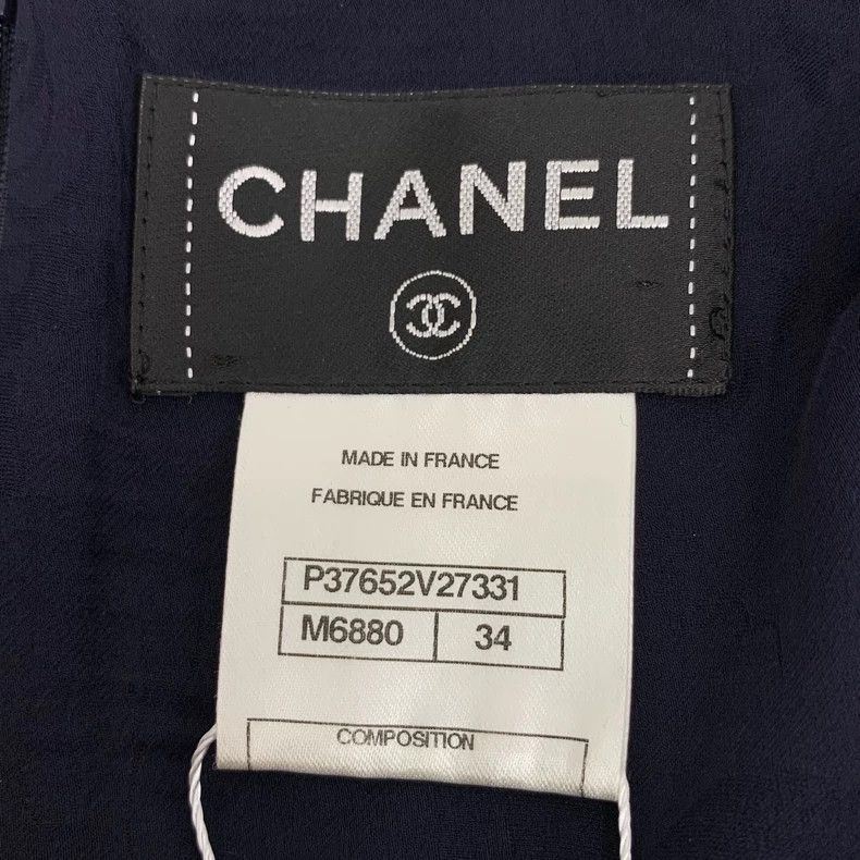 Chanel Chanel Dark blue cotton tweed braided strap dress 2503-Next Size XXS / US 00 / IT 34 - 6 Thumbnail