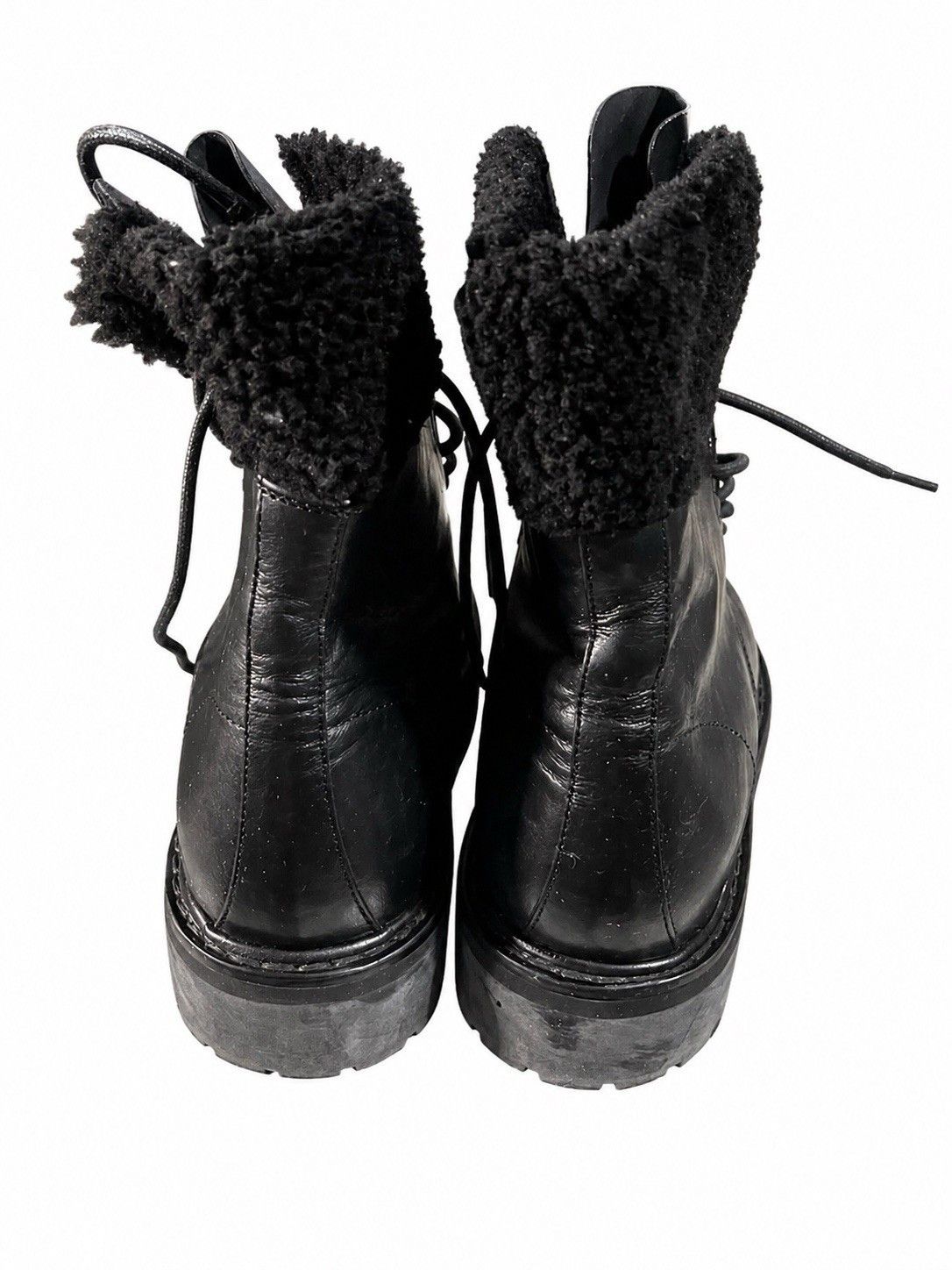 Saint Laurent Paris Saint Laurent Black Shearling Combat Boots Mid-Calf SZ41 Size US 8 / EU 41 - 4 Thumbnail