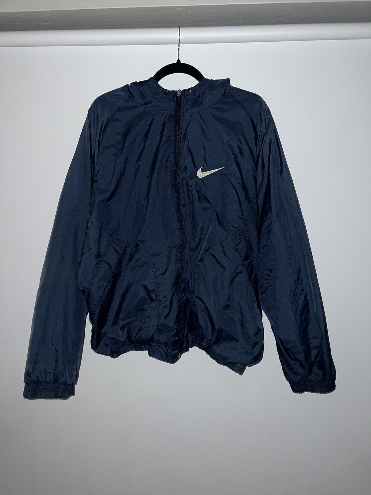 Nike × Vintage Vintage 90s Nike Windbreaker Jacket Blue Size US L / EU 52-54 / 3 - 1 Thumbnail