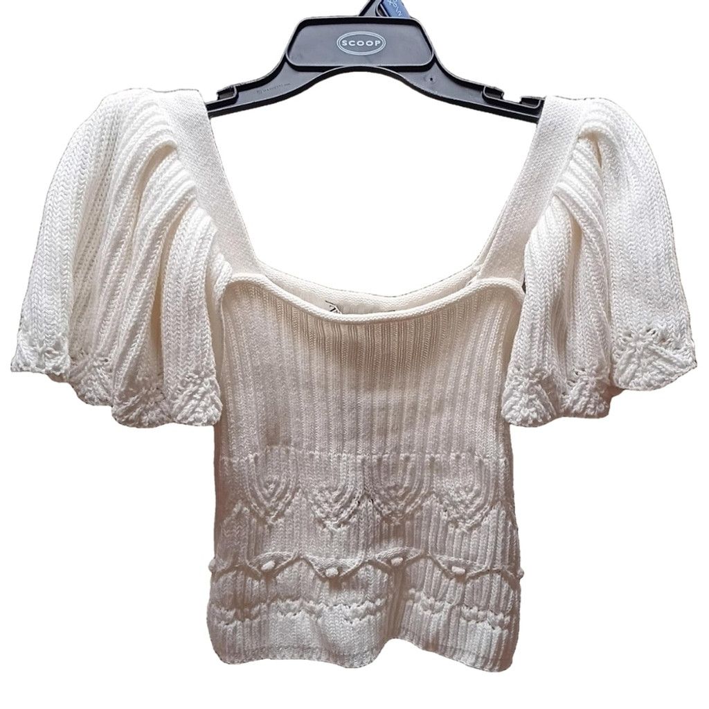 Zara NWT ZARA Ruffled Knit Flutter Sleeve Top Size M / US 6-8 / IT 42-44 - 4 Thumbnail