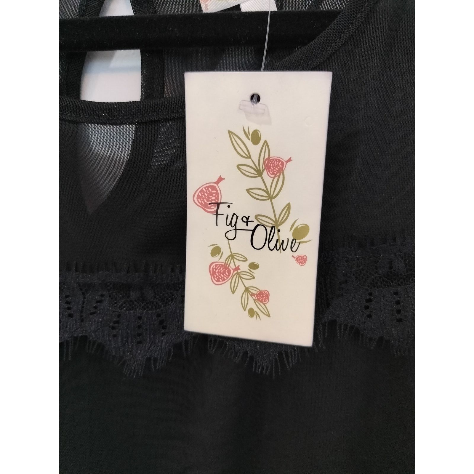 Other Fig & Olive Black Sheer Bell Sleeve Crop Top Raw Edge Size M Size M / US 6-8 / IT 42-44 - 2 Thumbnail
