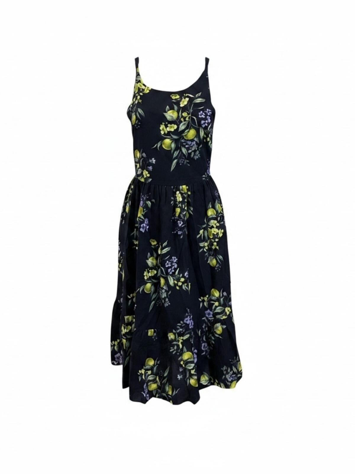 Other NWT Time and Tru Navy Maxi Dress with Lemon & Floral Print Size L / US 10 / IT 46 - 9 Thumbnail