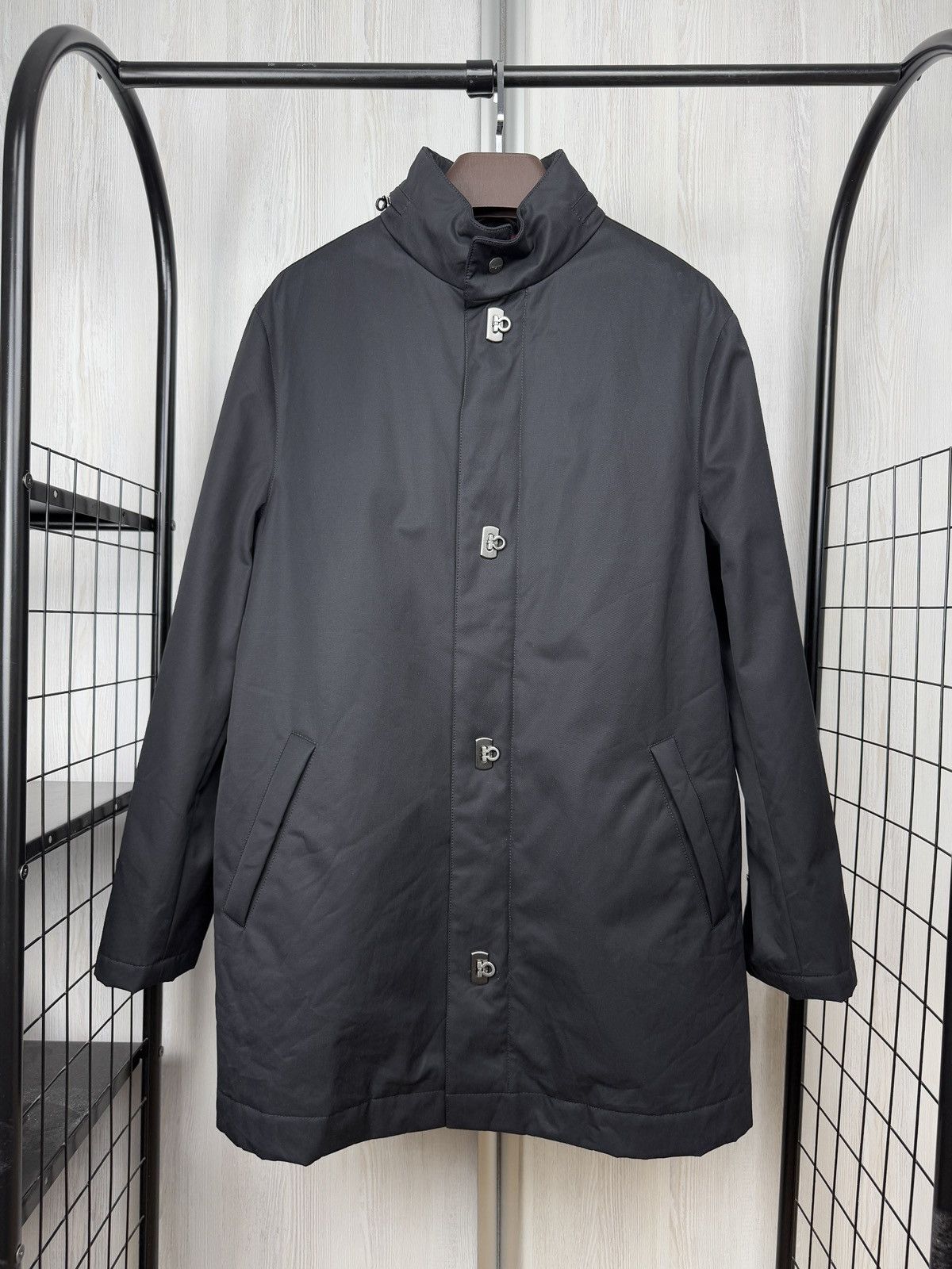 Salvatore Ferragamo Winterproof Coat Cotton Filled Hooded 48