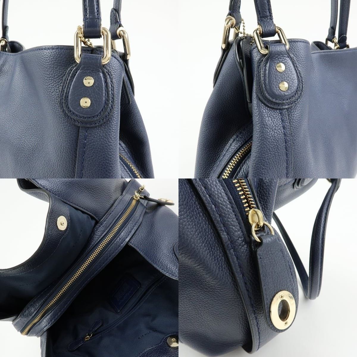 Coach Coach Edie Leather Shoulder Bag Navy Size ONE SIZE - 6 Thumbnail
