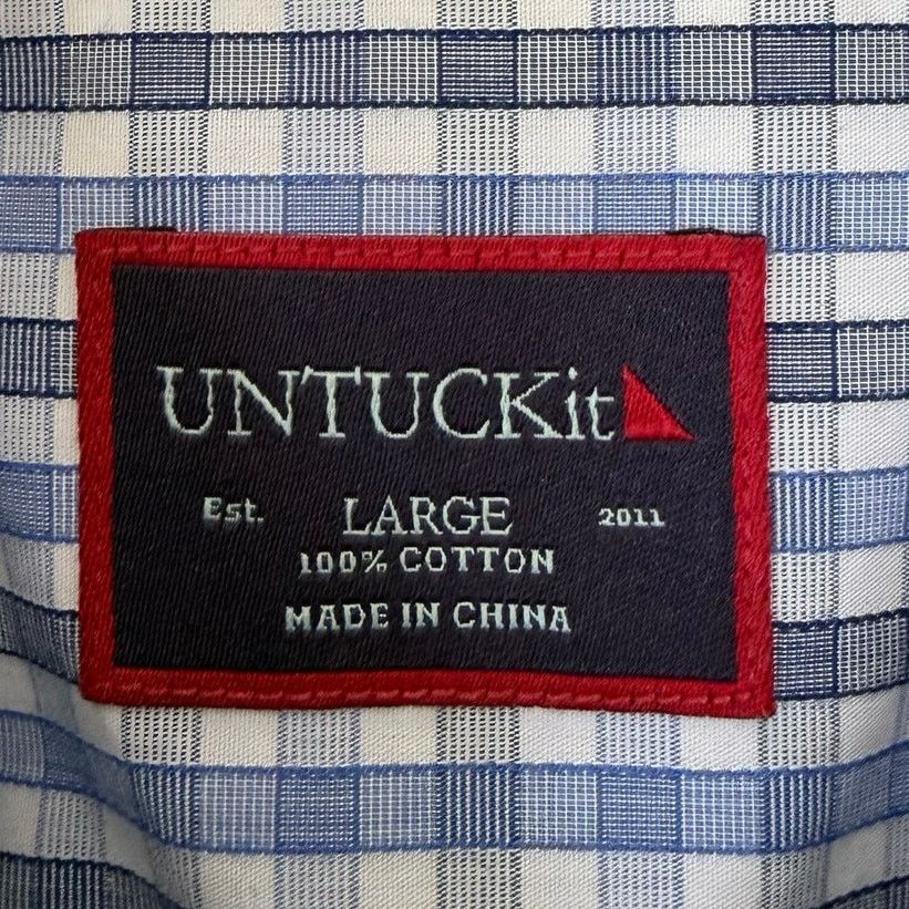 UNTUCKit Untuckit Blue Plaid Cotton Long Sleeve Button Down Sz L Size US L / EU 52-54 / 3 - 3 Thumbnail