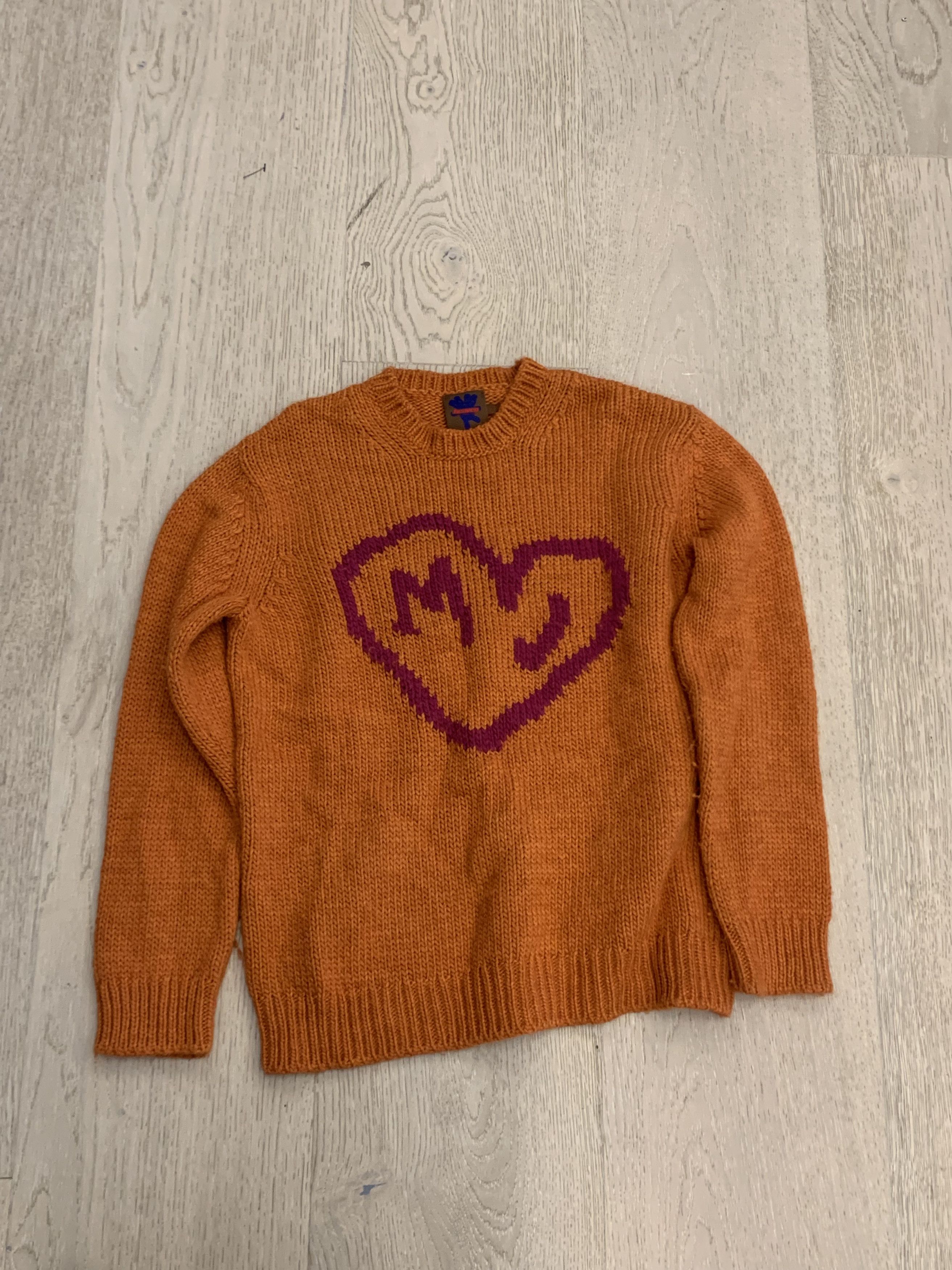 Image of Heaven By Marc Jacobs Heart Sweater in Orange, Men's (Size Small)