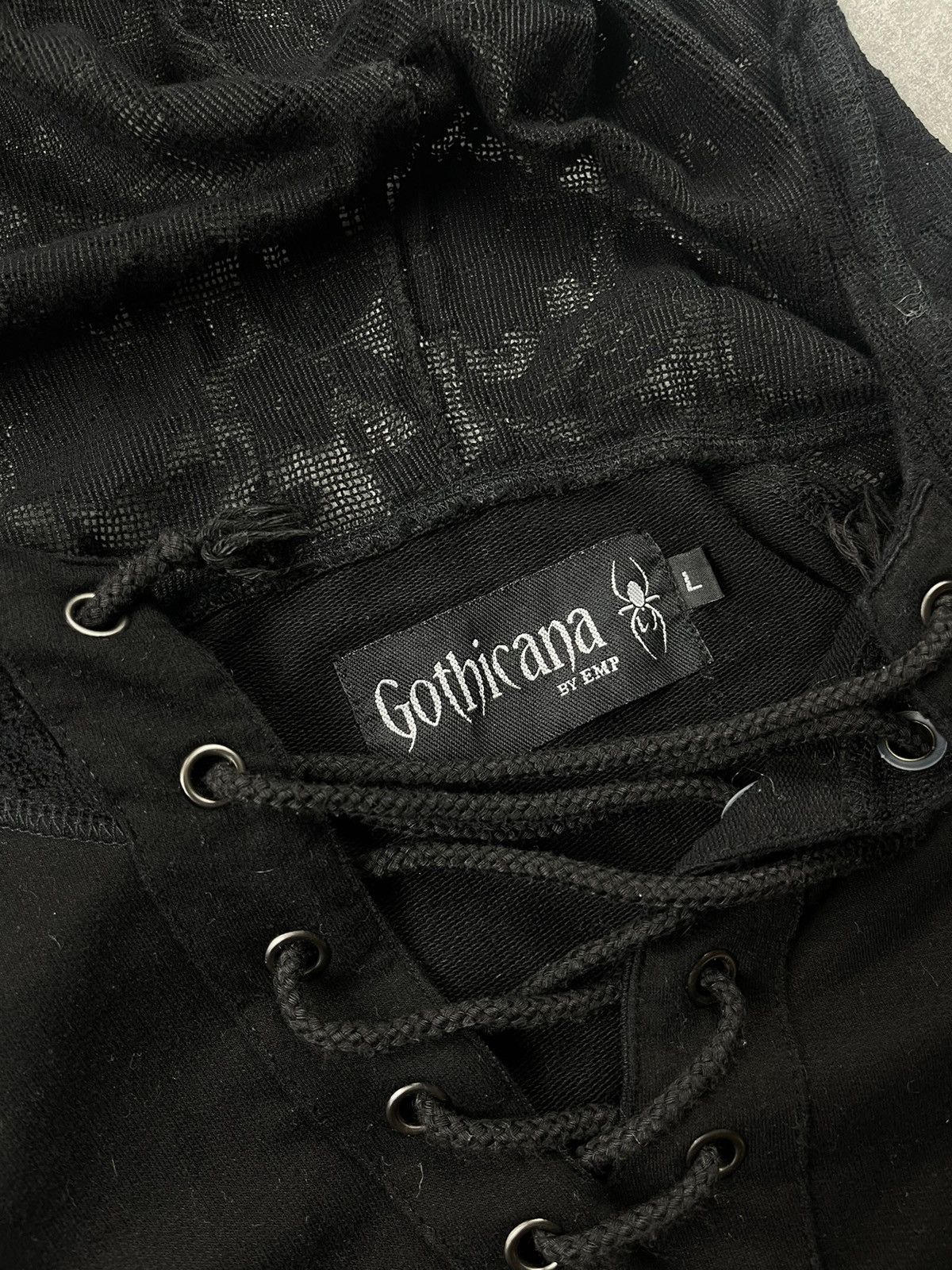 Other Gothicana by EMP Black Hoodie Gothic Punk Mesh Hood&Sleeves Size L / US 10 / IT 46 - 9 Thumbnail