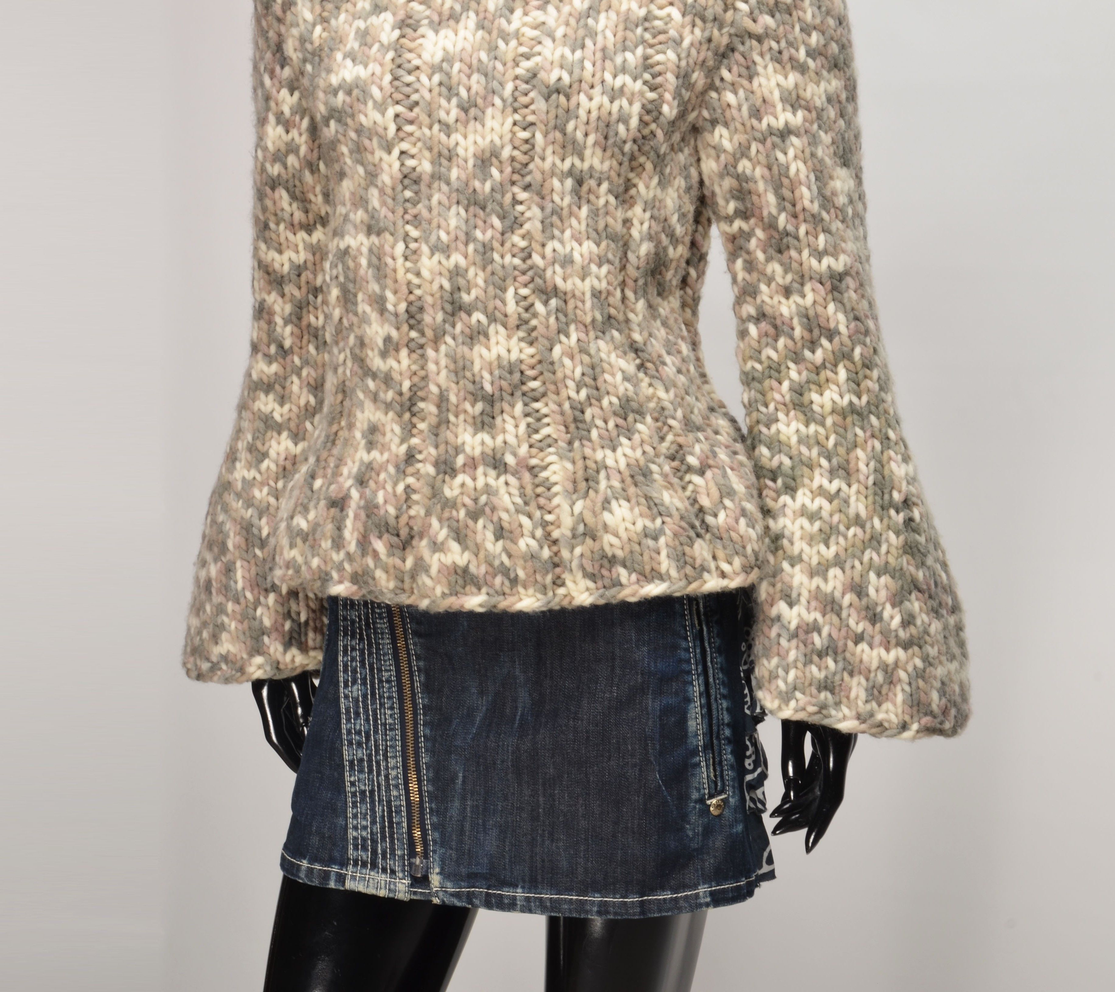 Other Vintage Y2K Chunky Knit Wool Blend Mock Neck Sweater Size S / US 4 / IT 40 - 3 Thumbnail
