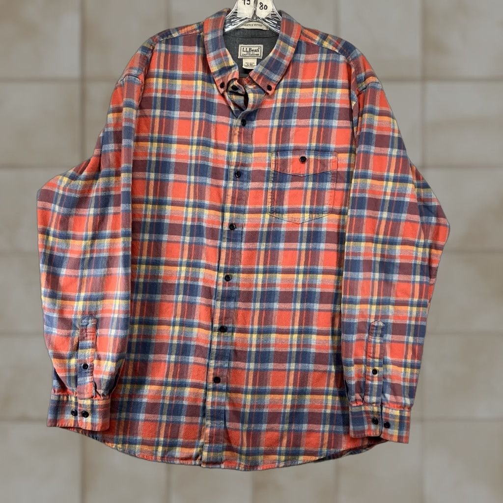 Vintage L.L.Bean Button-Up Shirt Men’s XL Orange Plaid Flannel Long Sleeve Casual Size US XL / EU 56 / 4 - 1 Thumbnail