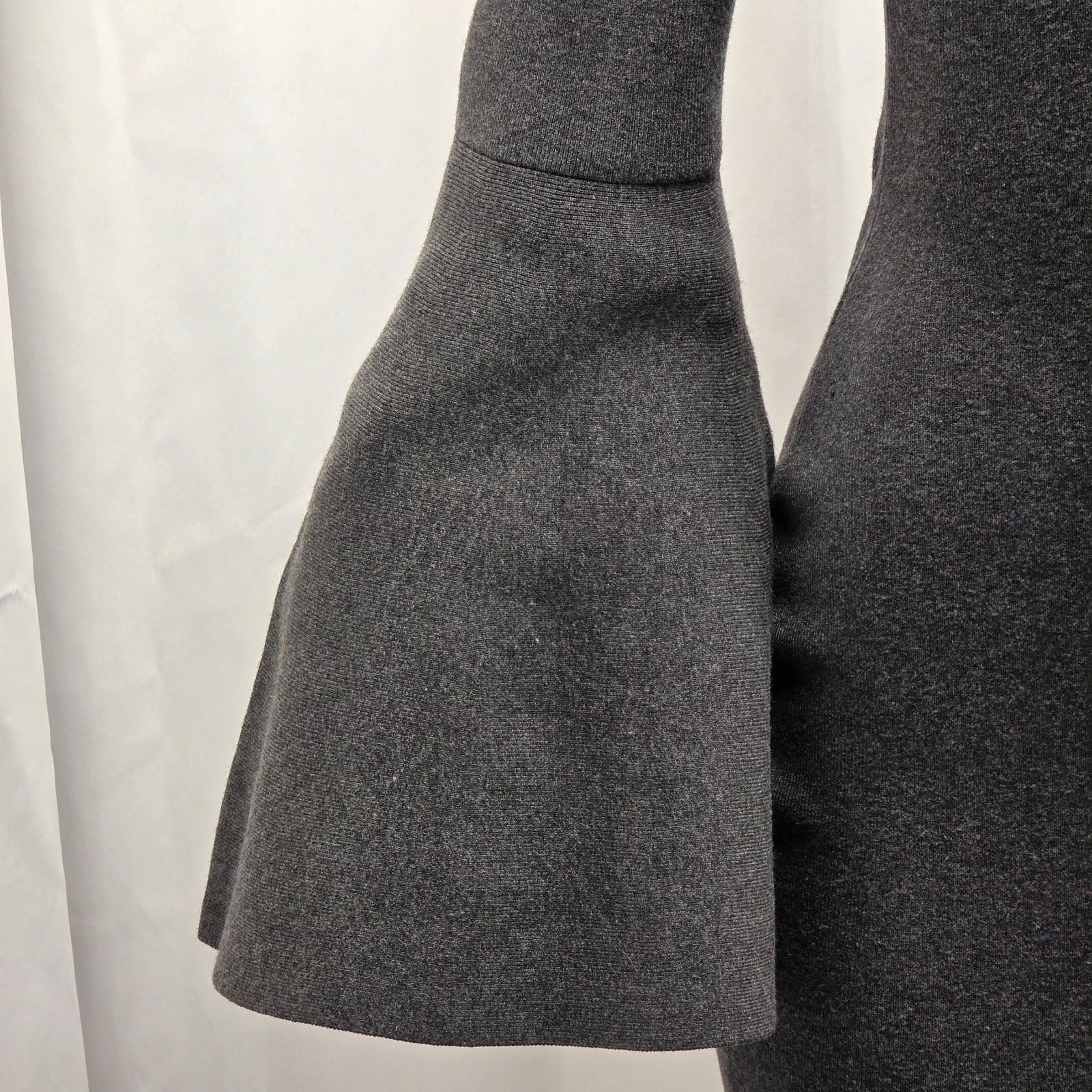 Woolrich Woolen Mills Milly Grey Knit Wool Blend Dress V-Neck Bell Sleeve Petite P Size S / US 4 / IT 40 - 7 Thumbnail