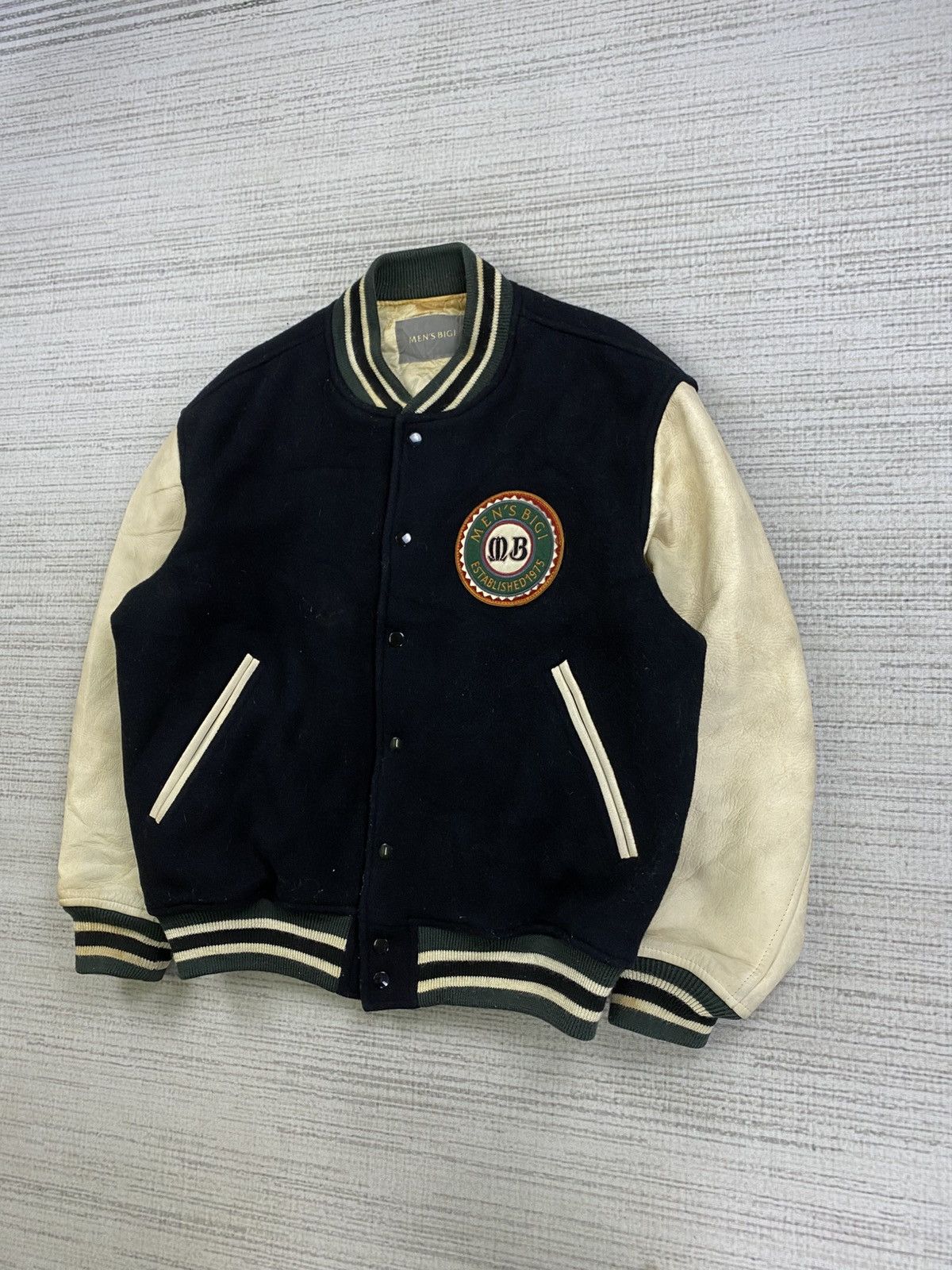 BIGI × Vintage Vtg Men’s Bigi Embroidery Spellout Varsity Leather Jacket Size US L / EU 52-54 / 3 - 4 Thumbnail