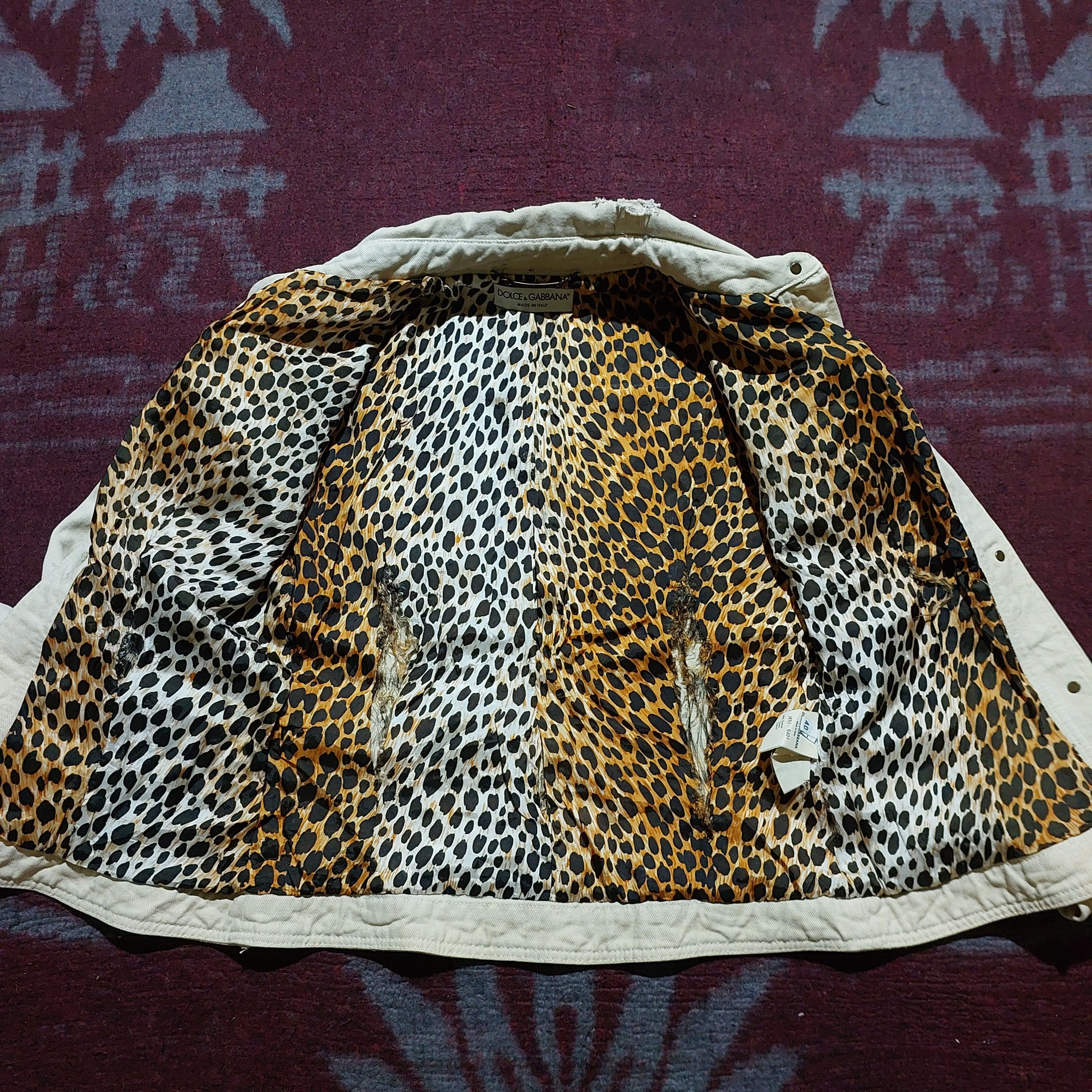 Dolce & Gabbana Dolce & Gabbana leopard distressed denim jacket Size S / US 4 / IT 40 - 6 Thumbnail
