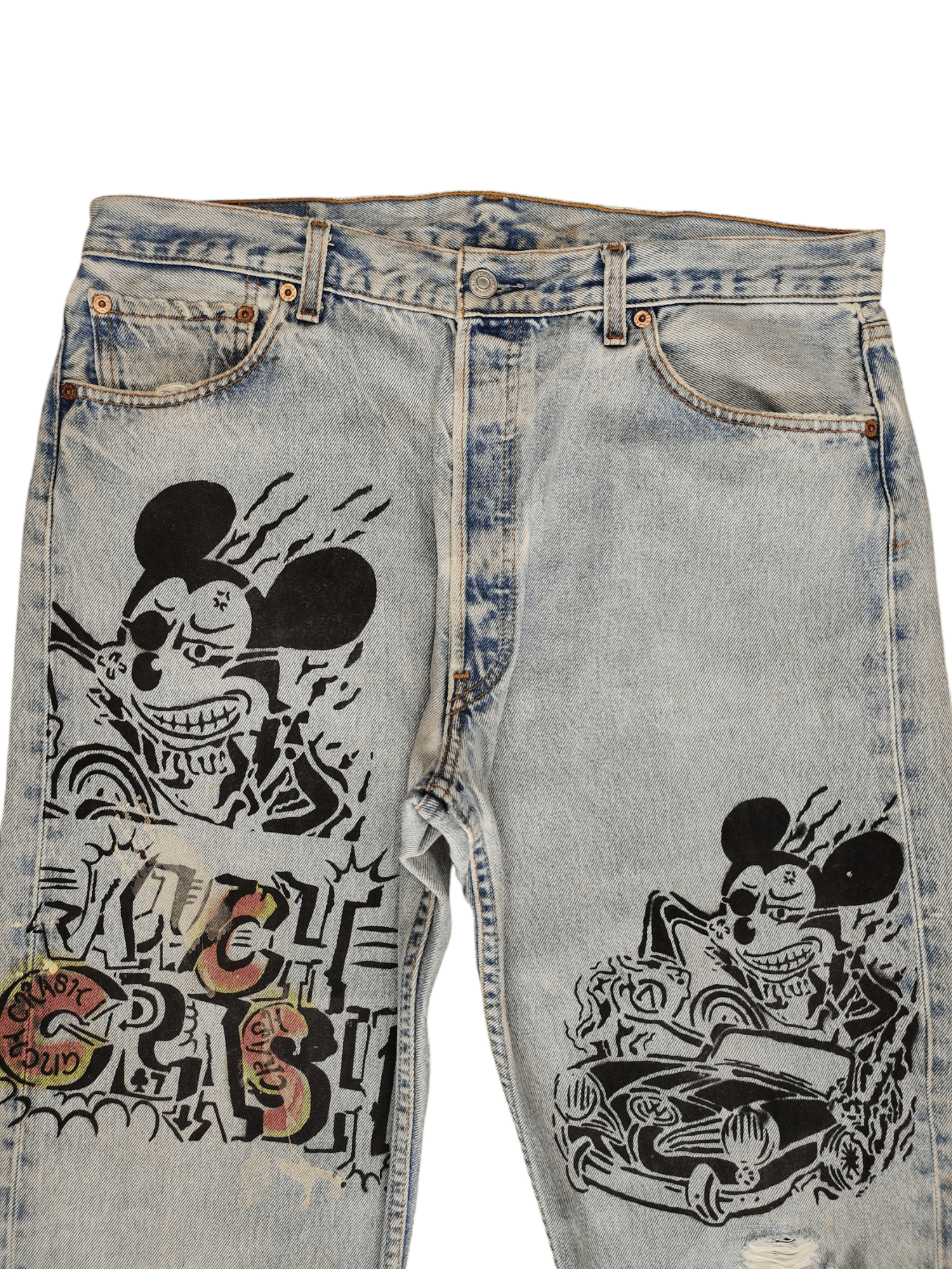 Levi's Vintage Clothing Vintage Levis 501 Mickey Mouse Distress Jeans Custom Size US 35 - 2 Thumbnail
