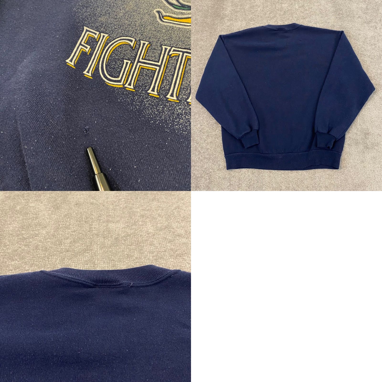 Vintage VTG Notre Dame Sweatshirt Mens Large Blue Crewneck Fighting Irish Red Oak 90's Sports University College Jacket Size US L / EU 52-54 / 3 - 8 Thumbnail