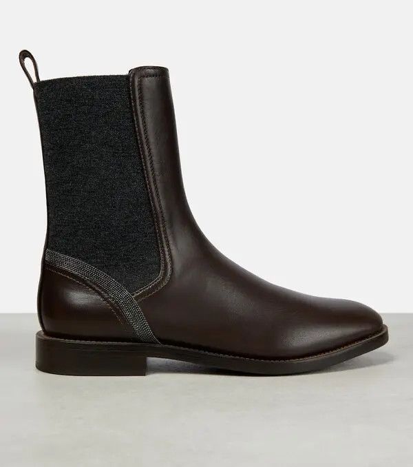 Brunello Cucinelli o1y0725 Ankle Boots in Dark Brown/Black Size US 5 / IT 35 - 1 Thumbnail